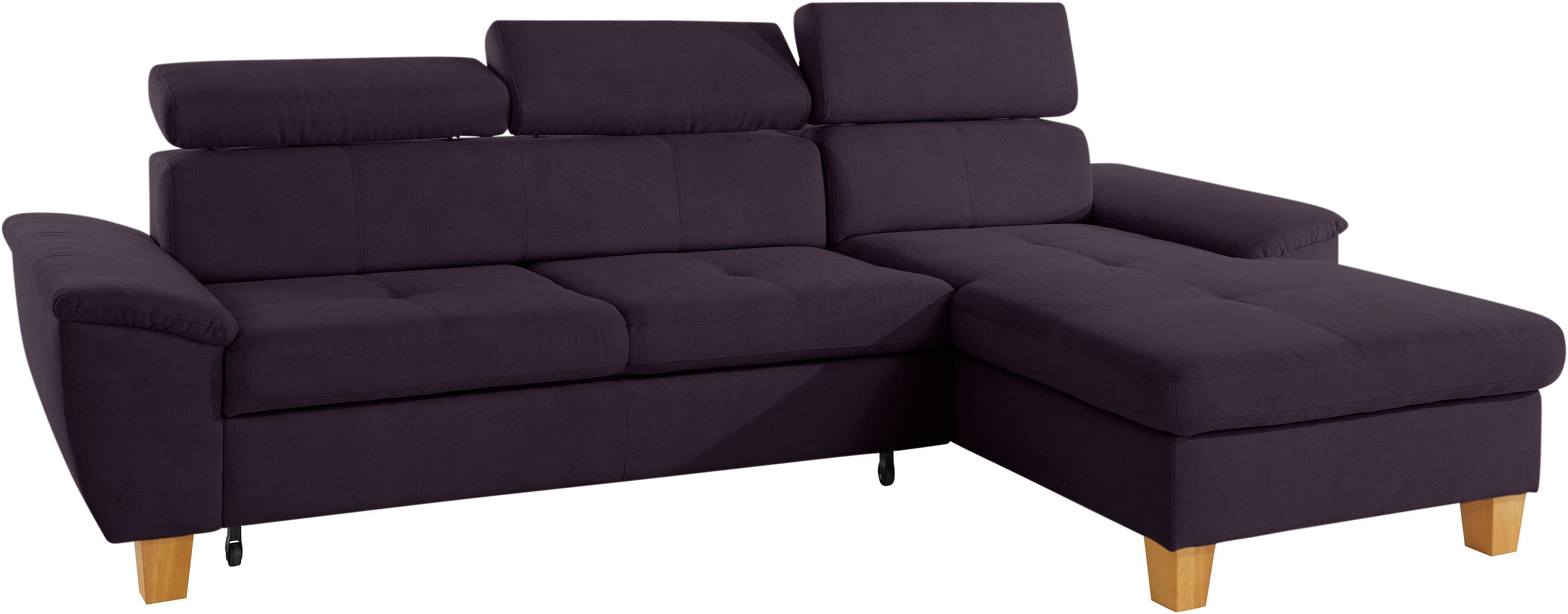 exxpo - sofa fashion Hoekbank Enya, uitgebreide afwerking, hoog zitcomfort, comfortabel, L-vorm inclusief verstelbare hoofdsteun, naar keuze met slaapfunctie en bedkist