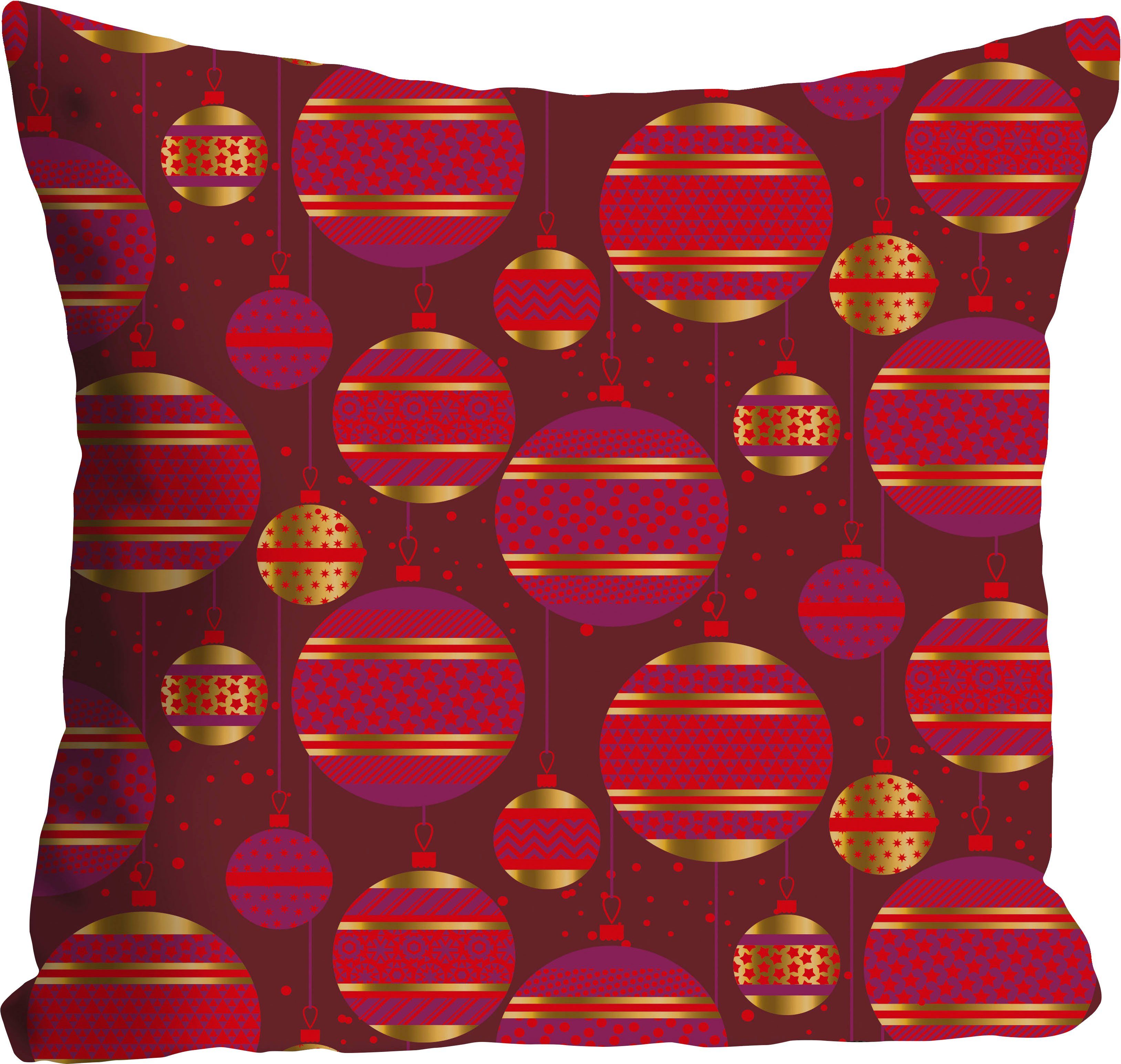 queence Sierkussen DORA Kussenhoes, kerstballen, rood, kerst, feestelijk, kerstboom (1 stuk)