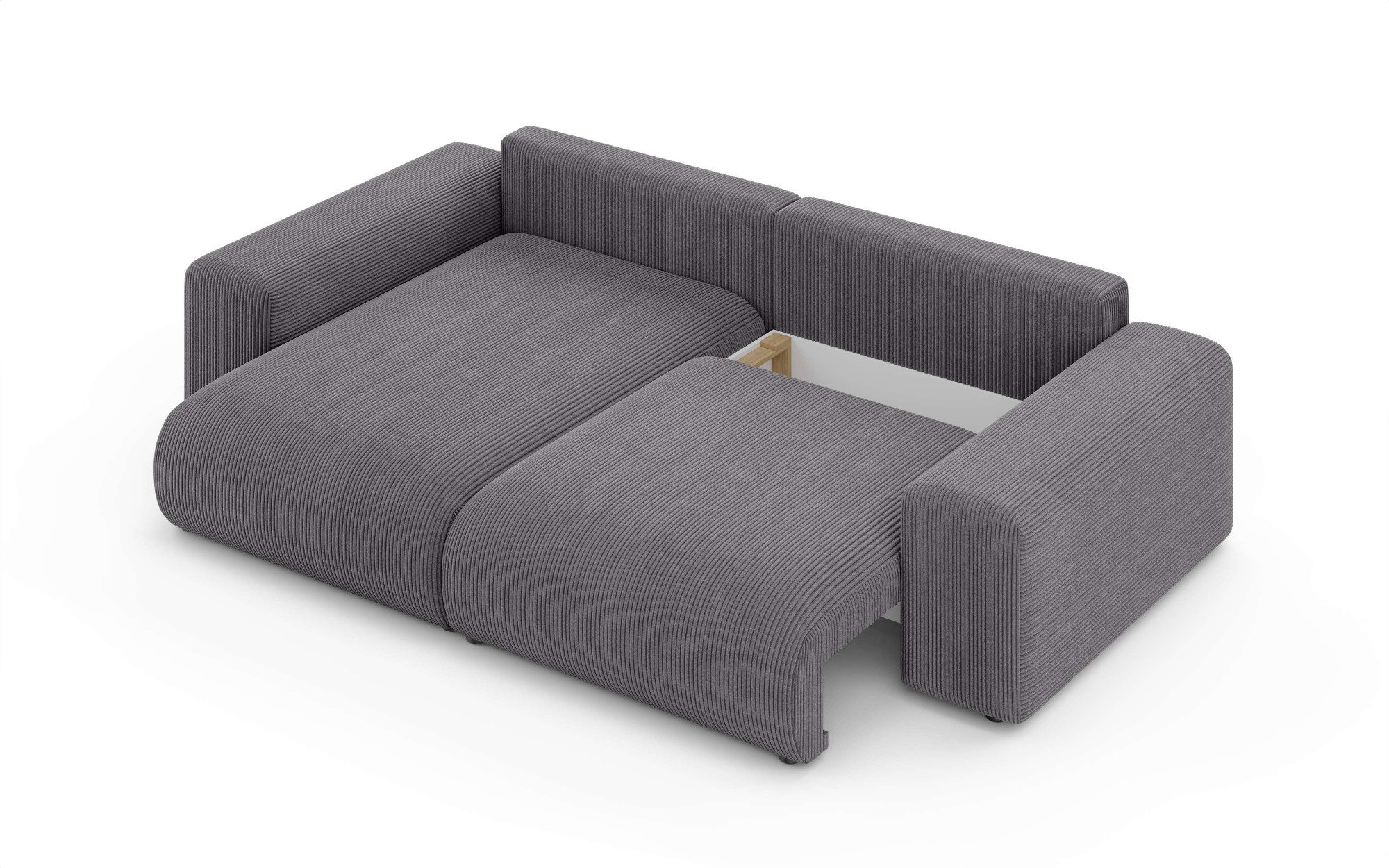 Home affaire Hoekbank LAKESIDE met bedfunctie en bedlade, B/D/H 257/166/84 cm L-vorm, recamiere aan beide zijden monteerbaar, golfondersteuning
