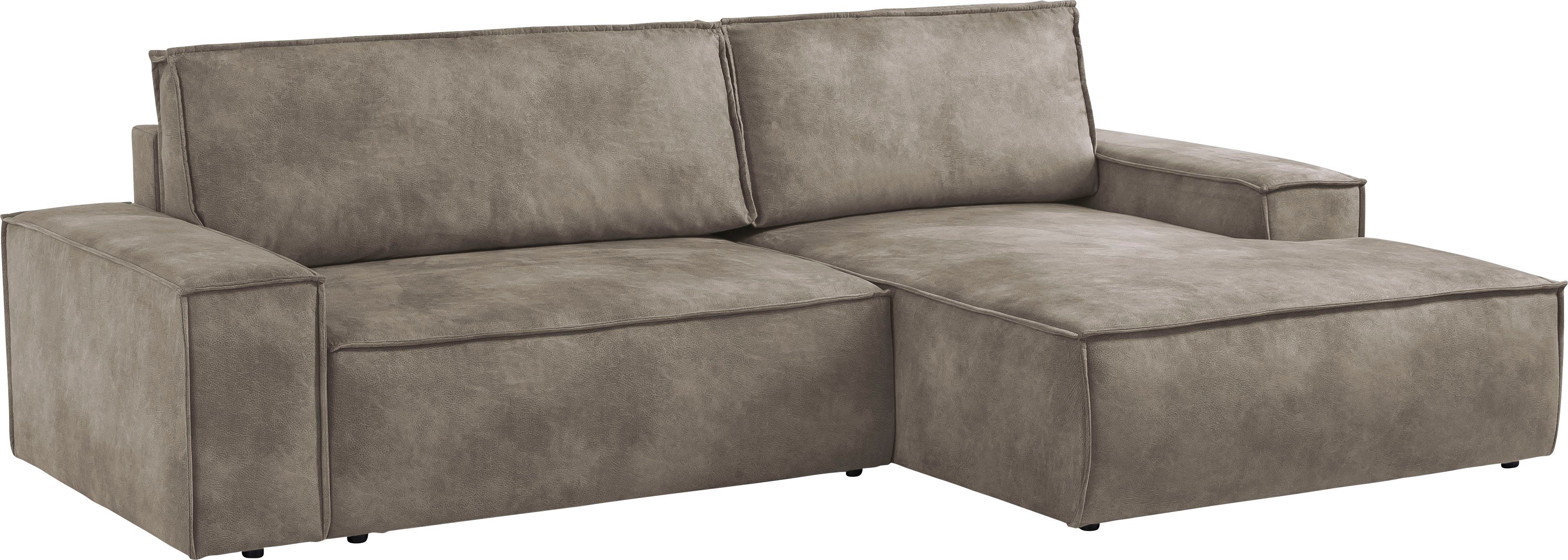 Home affaire Hoekbank SHERWOOD bedbank 267 cm, L-model, Slaapfunctie met bedlade (210x136 cm), cord, vintage, fluweel