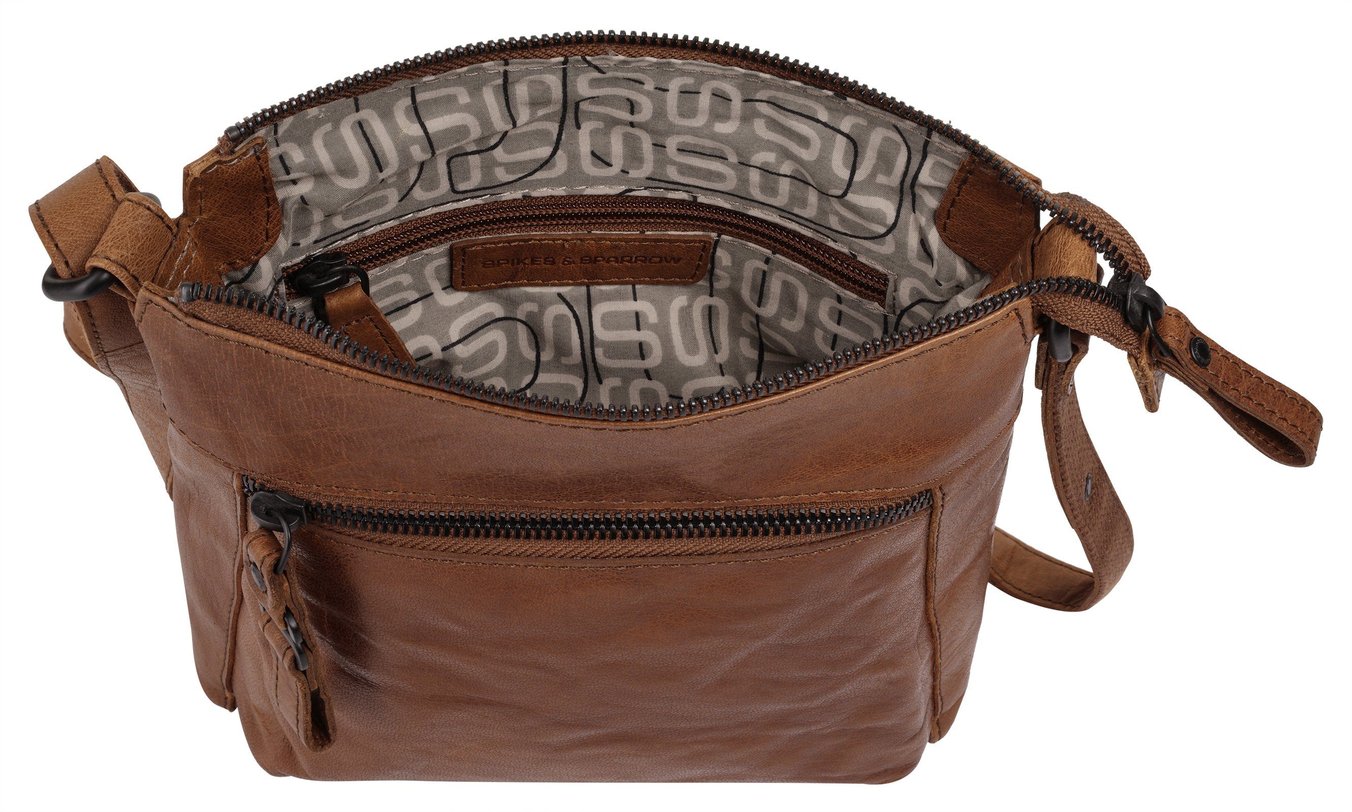 Spikes & Sparrow Schoudertas echt leder