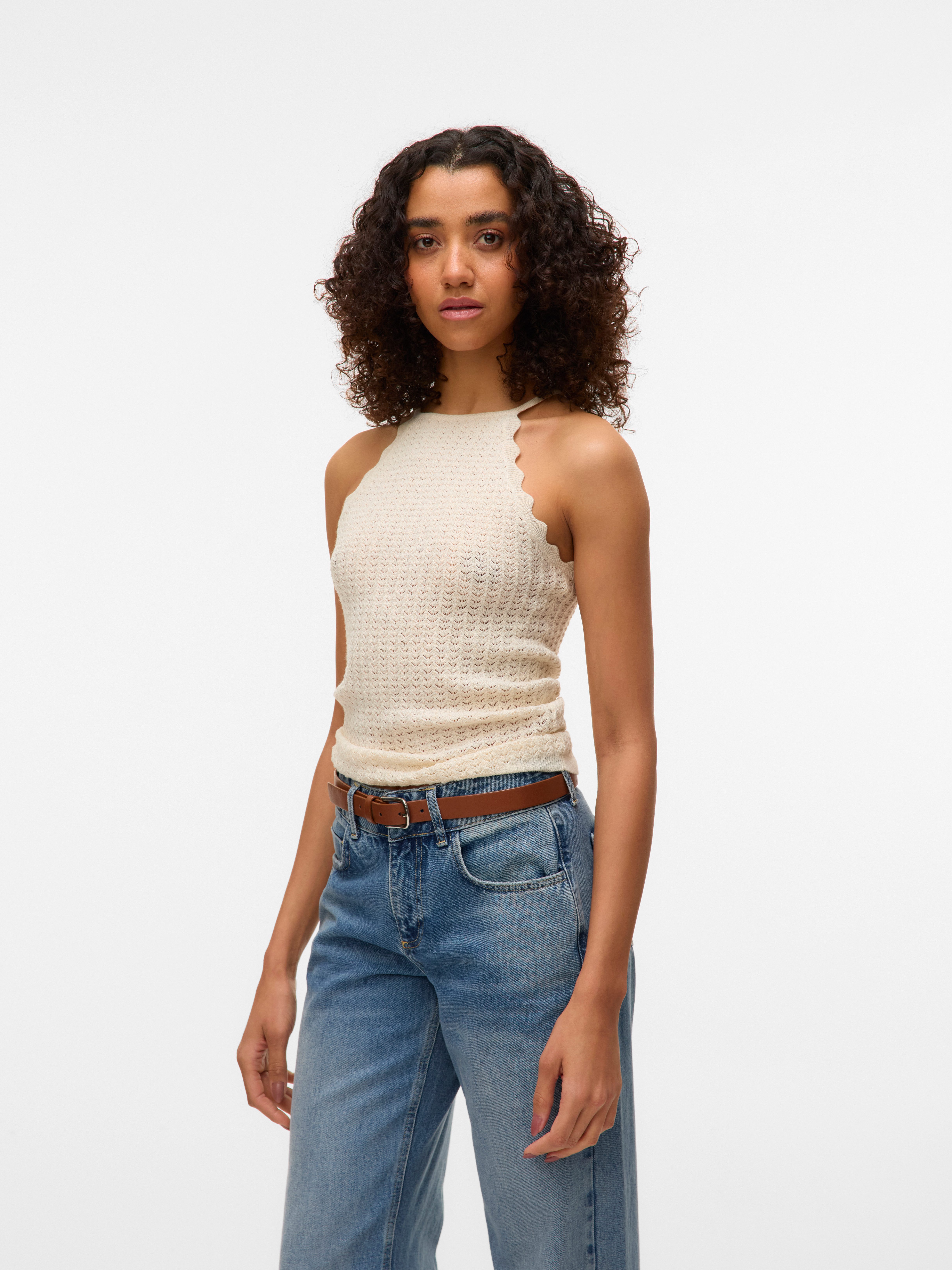 Vero Moda Gebreide top VMPANAMA SL KNIT TOP VMA NOOS