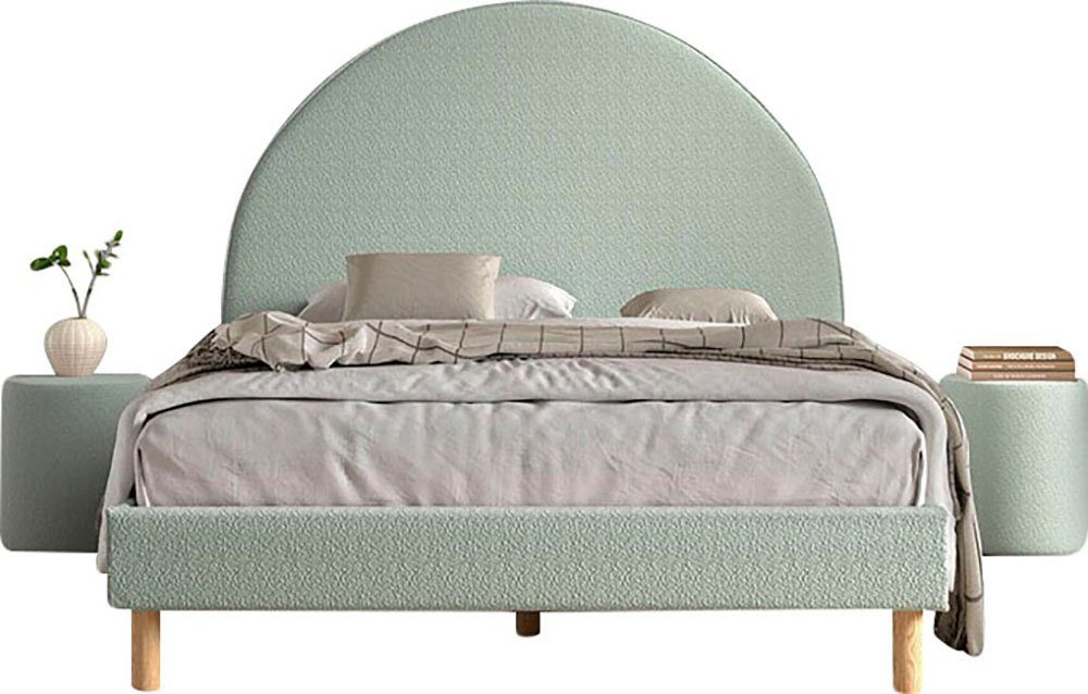 Vipack Slaapkamerserie Gestoffeerd bed Moon Ligoppervlak 140 x 200 cm, incl. lattenbodem, bekleding van bouclé stof, optioneel 4 kleuren complete