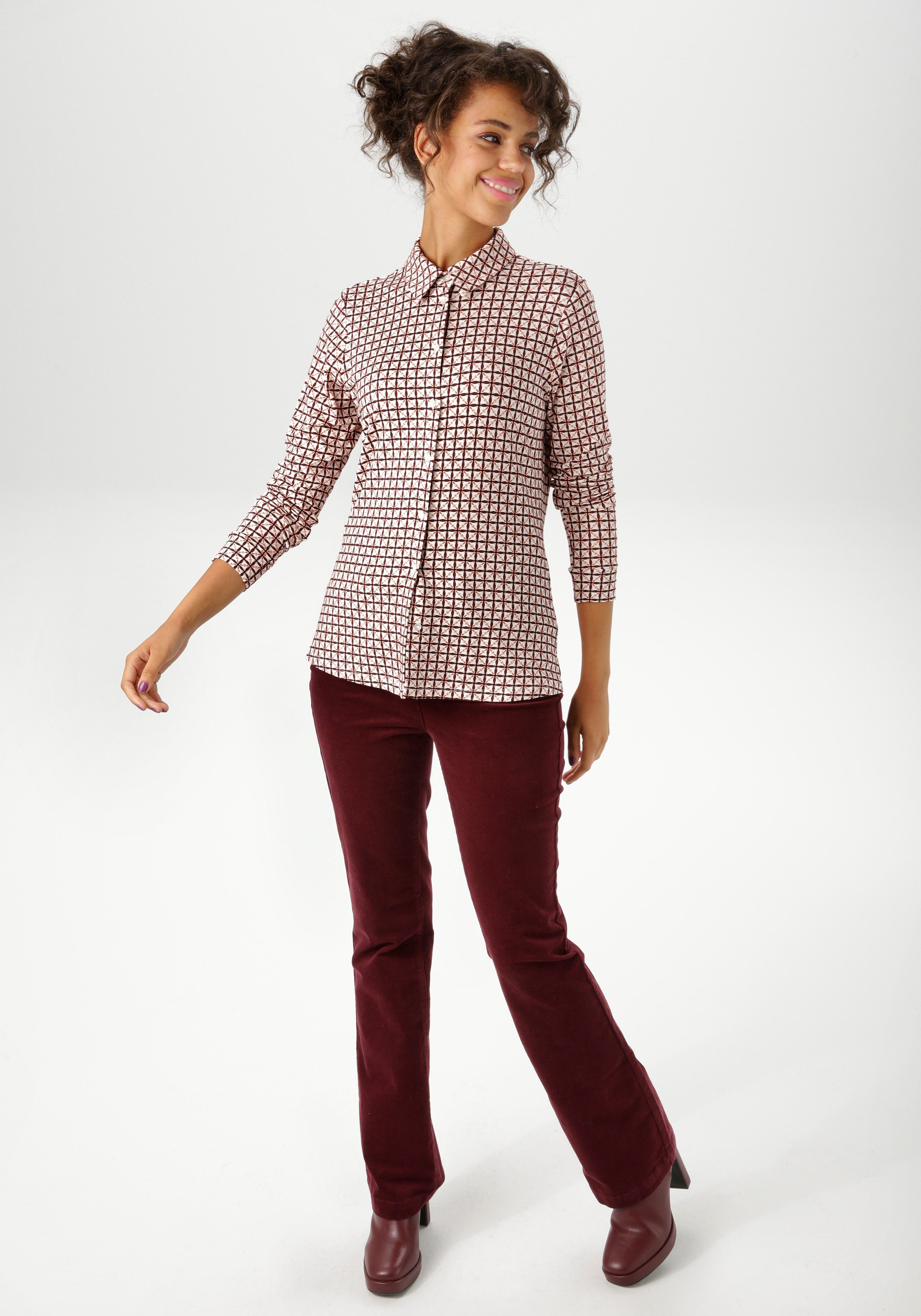 Aniston CASUAL Overhemdblouse met kleurharmonisch retro-patroon - nieuwe collectie