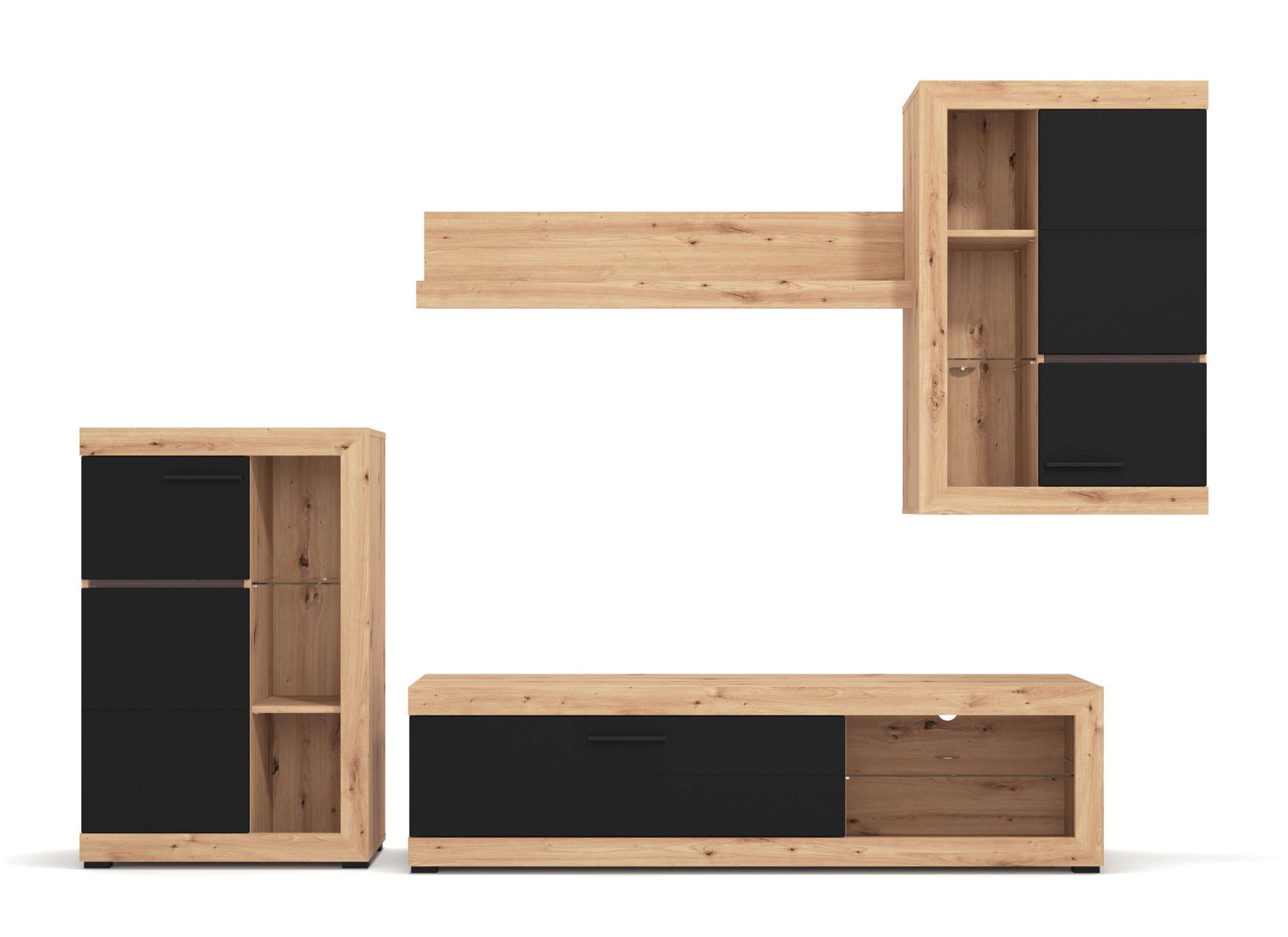 INOSIGN Woonkamerset Rosso woonwand, mediawand, aanbouwwand, voor TV tot 60', breedte 267 cm (complete set, 4-delig)