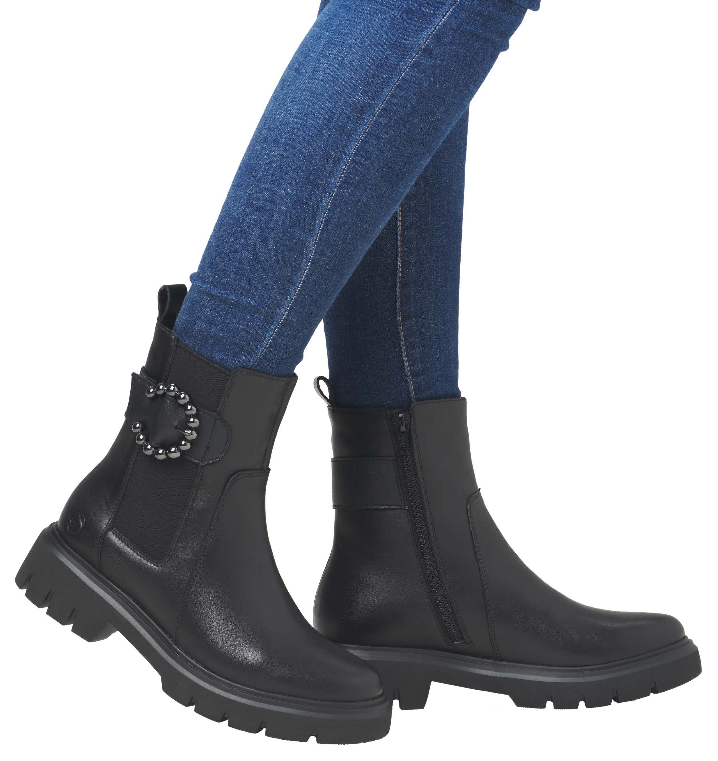 Remonte Chelsea-boots blokhak, businessmode, enkellaars met mooie decoratieve gesp