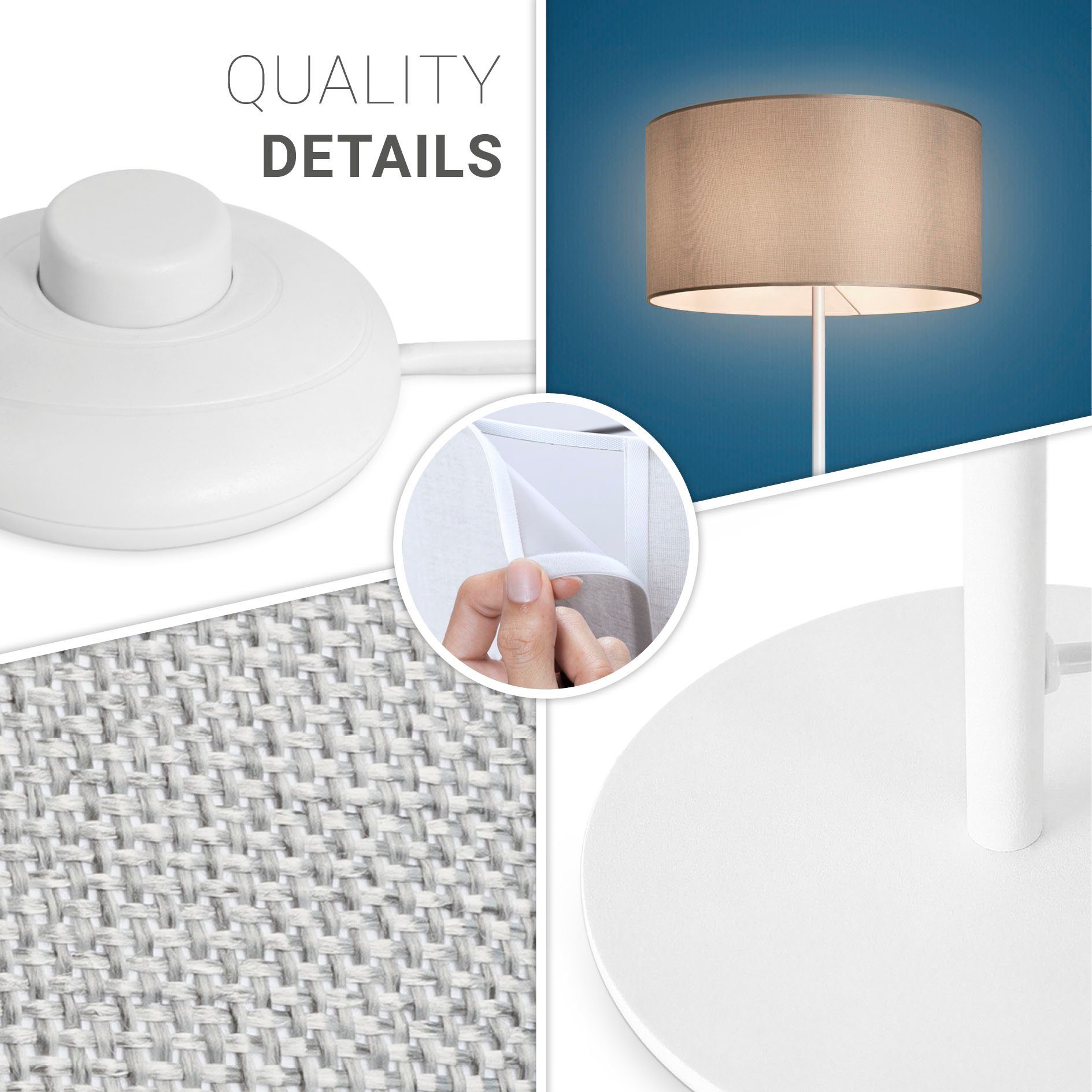 Paco Home Staande lamp LUCA CANVAS UNI COLOR Lampenkap stof woonkamer leeslamp kantoor E27 vloerlamp Scandi