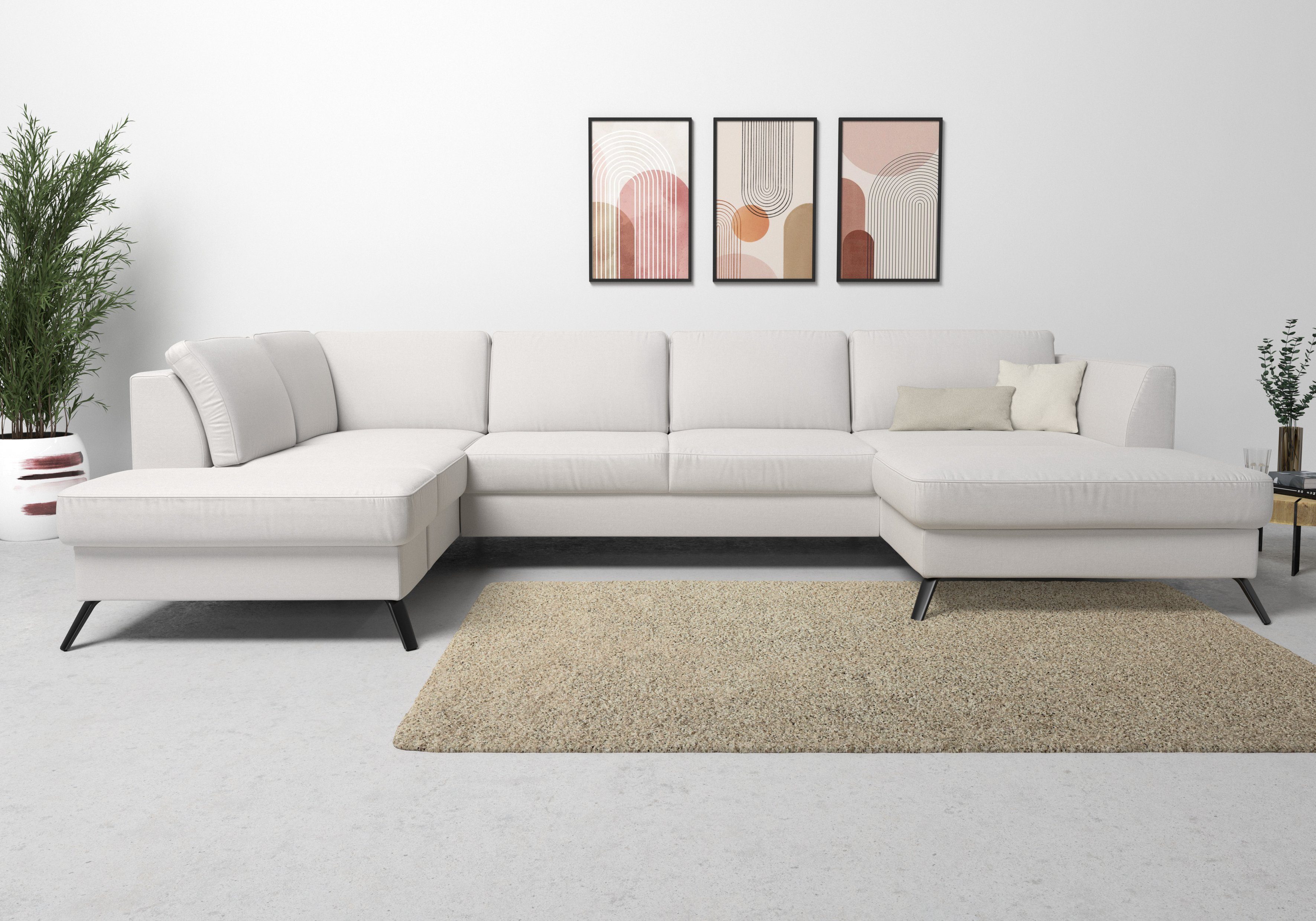 sit&more Zithoek Olsen U-vorm inclusief zitdiepteverstelling, naar keuze met slaapfunctie, 15 cm hoog grijs, zithoeken, Met