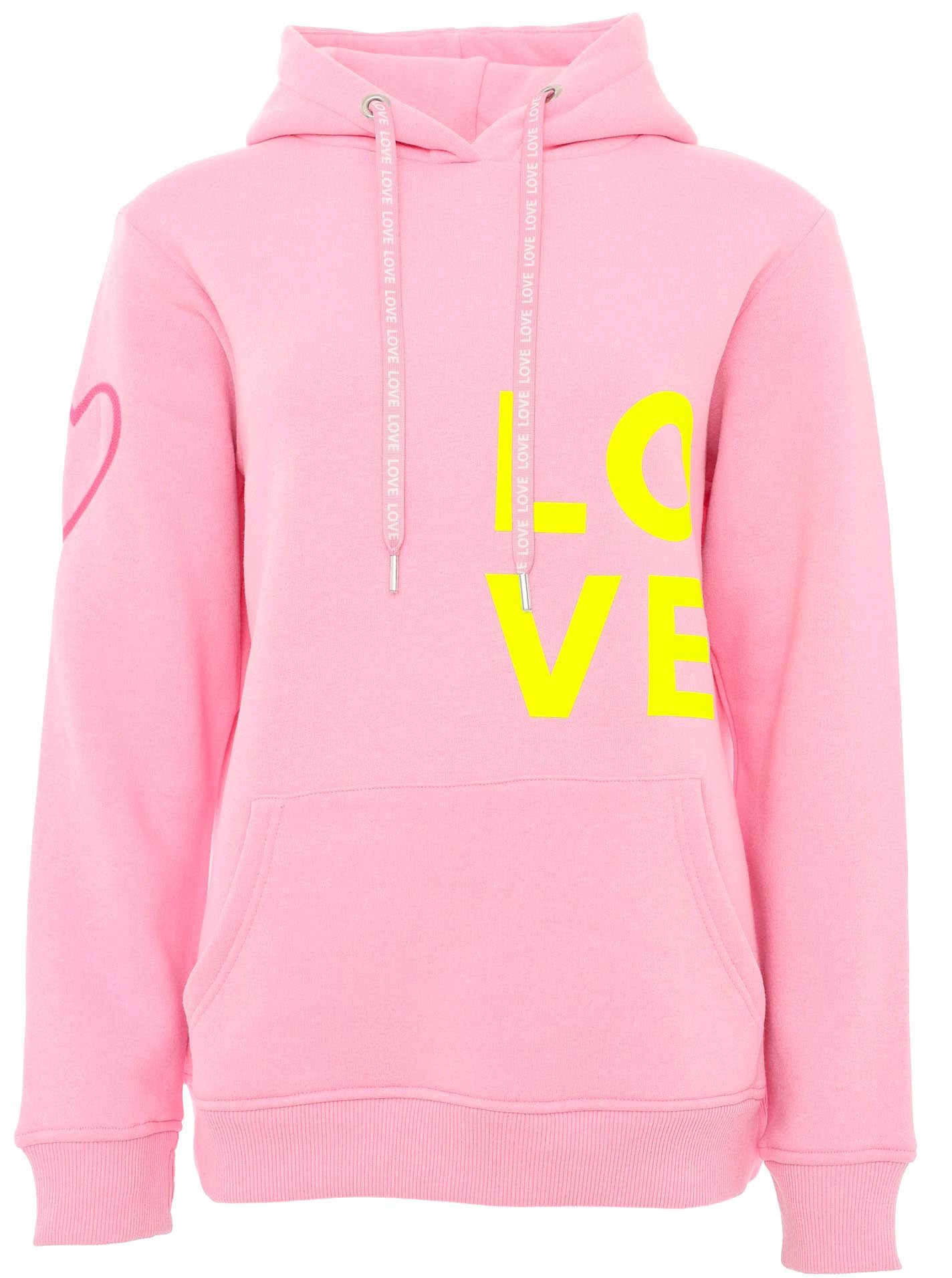 Zwillingsherz Hoodie met "love"-opdruk en geborduurd hart op de mouw