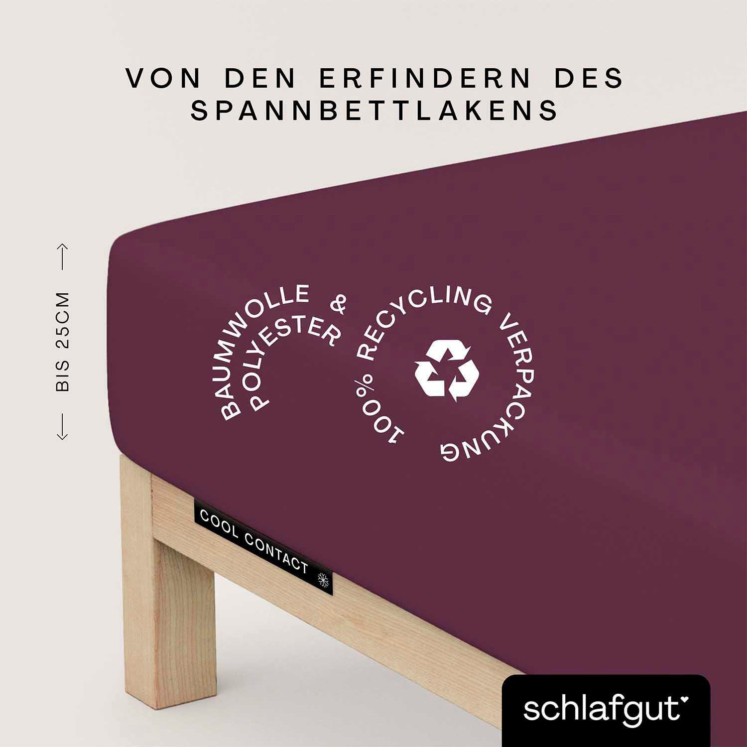 Schlafgut Hoeslaken Cool Contact 100% gekamd microvezel (1 stuk) hoeslakens maat 120-130 cm x 200 cm paars