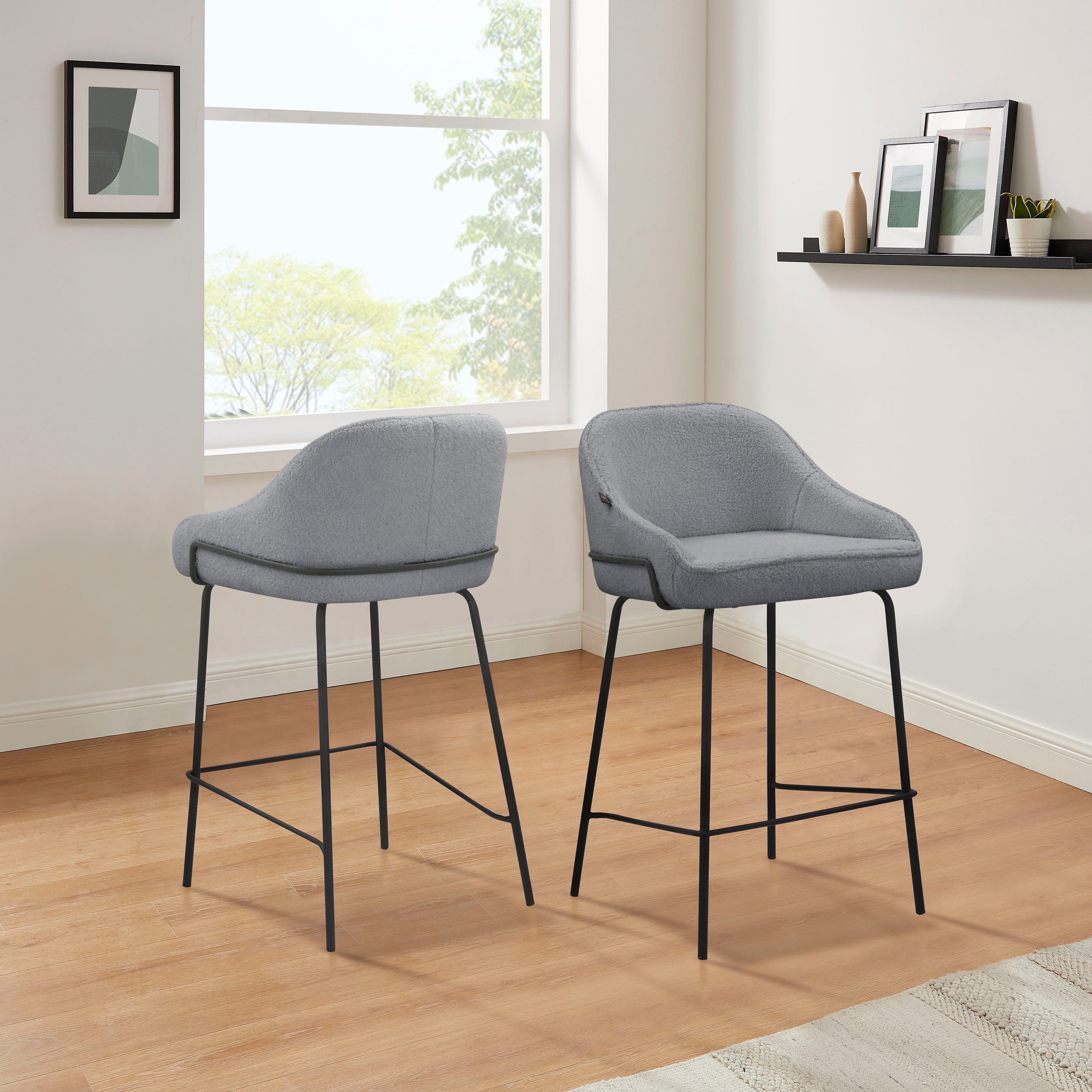 Leonique Stoel met 4 poten Puant met stof van polyester/gerecycled polyester, zithoogte 65 cm (2 stuks)