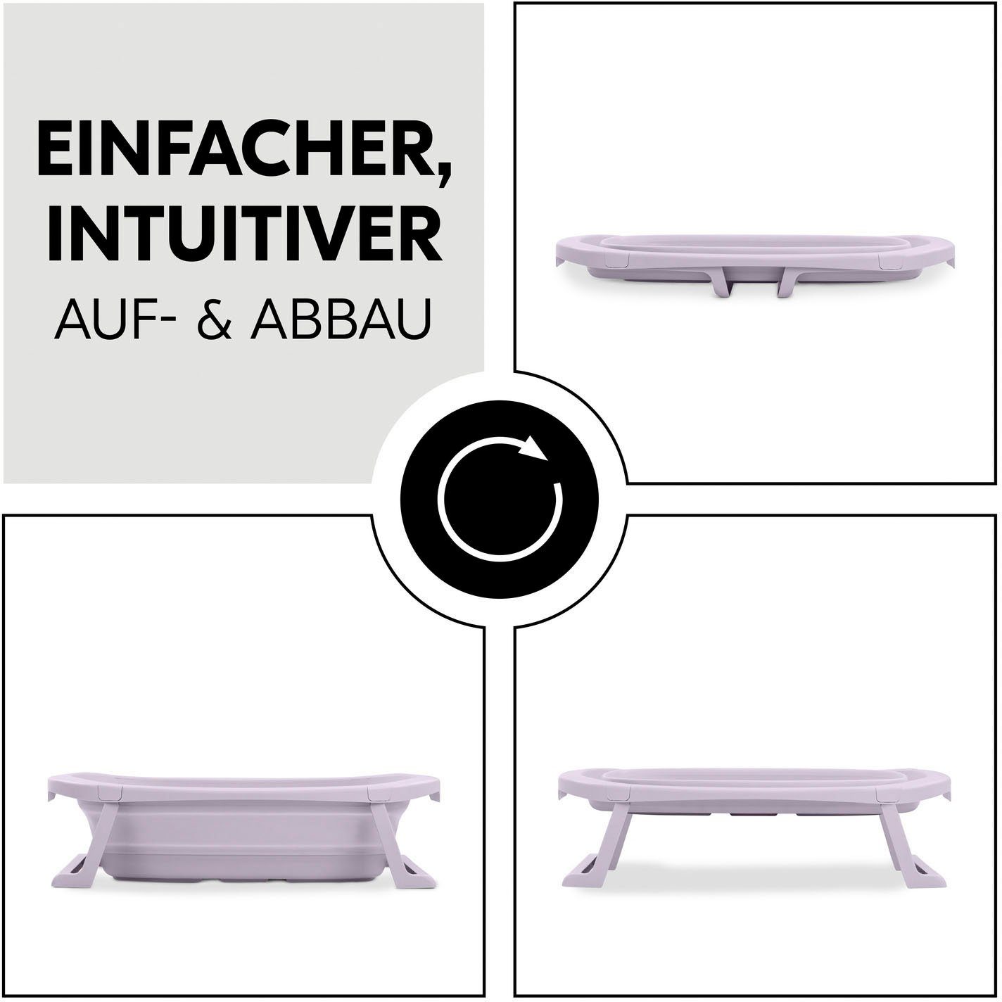Hauck Babybadje Wash N Fold M, Lavender Vouwbad met watertemperatuurmeting aan de afvoerstop