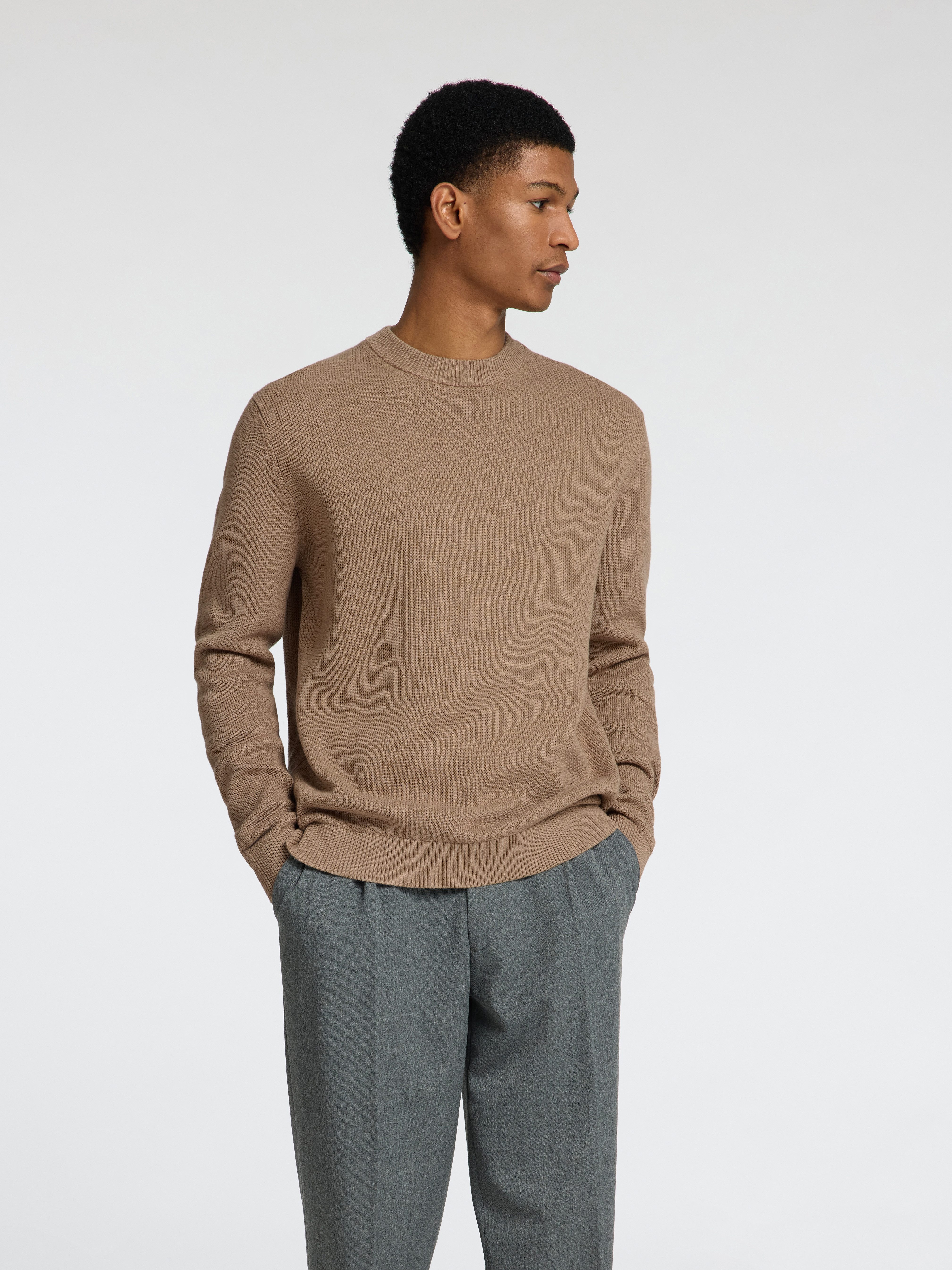 SELECTED HOMME Trui met ronde hals SLHDANE LS KNIT STRUCTURE CREW NECK NOOS