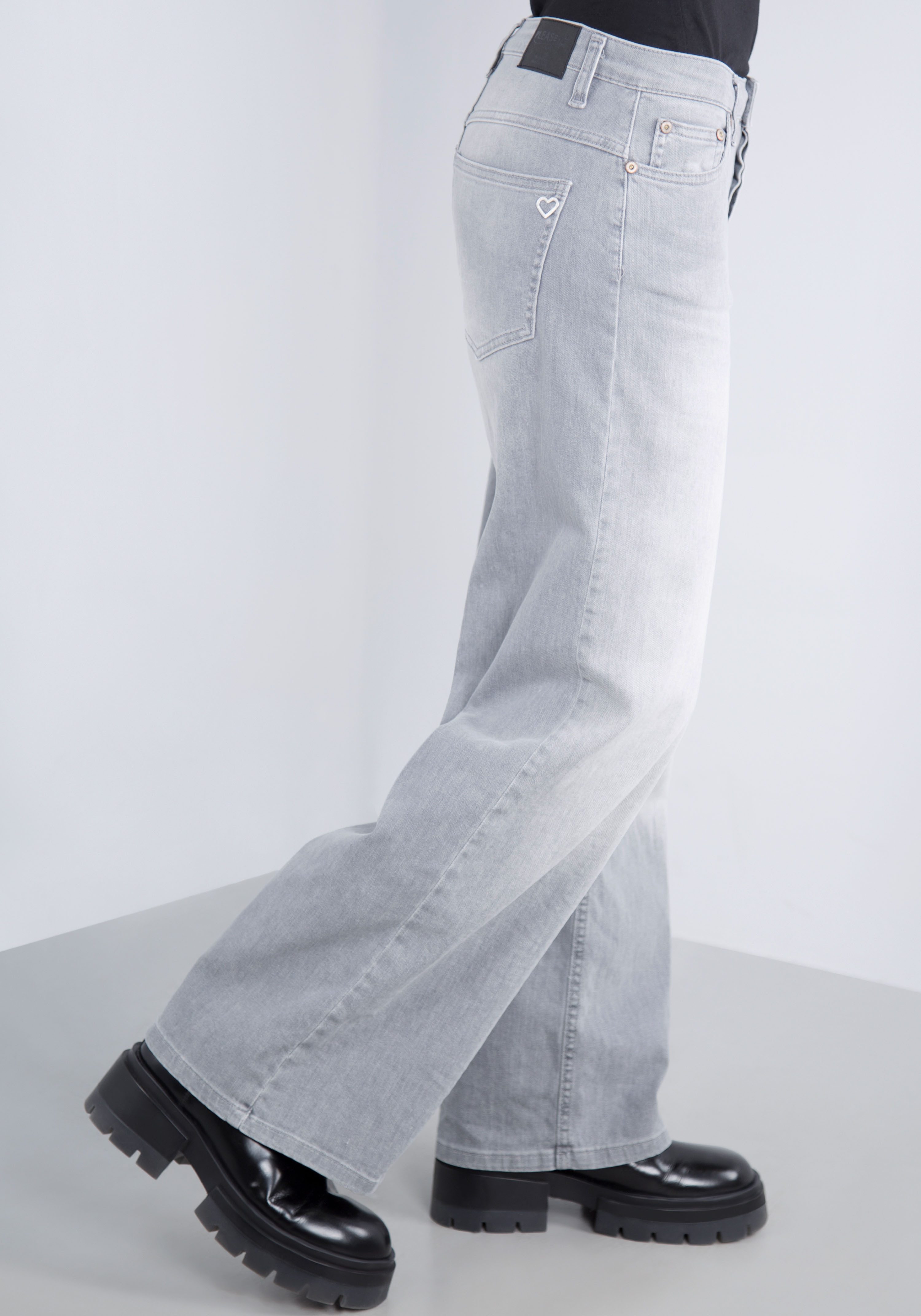 Please Jeans 5-pocket jeans met brede pijp en fade-out effecten