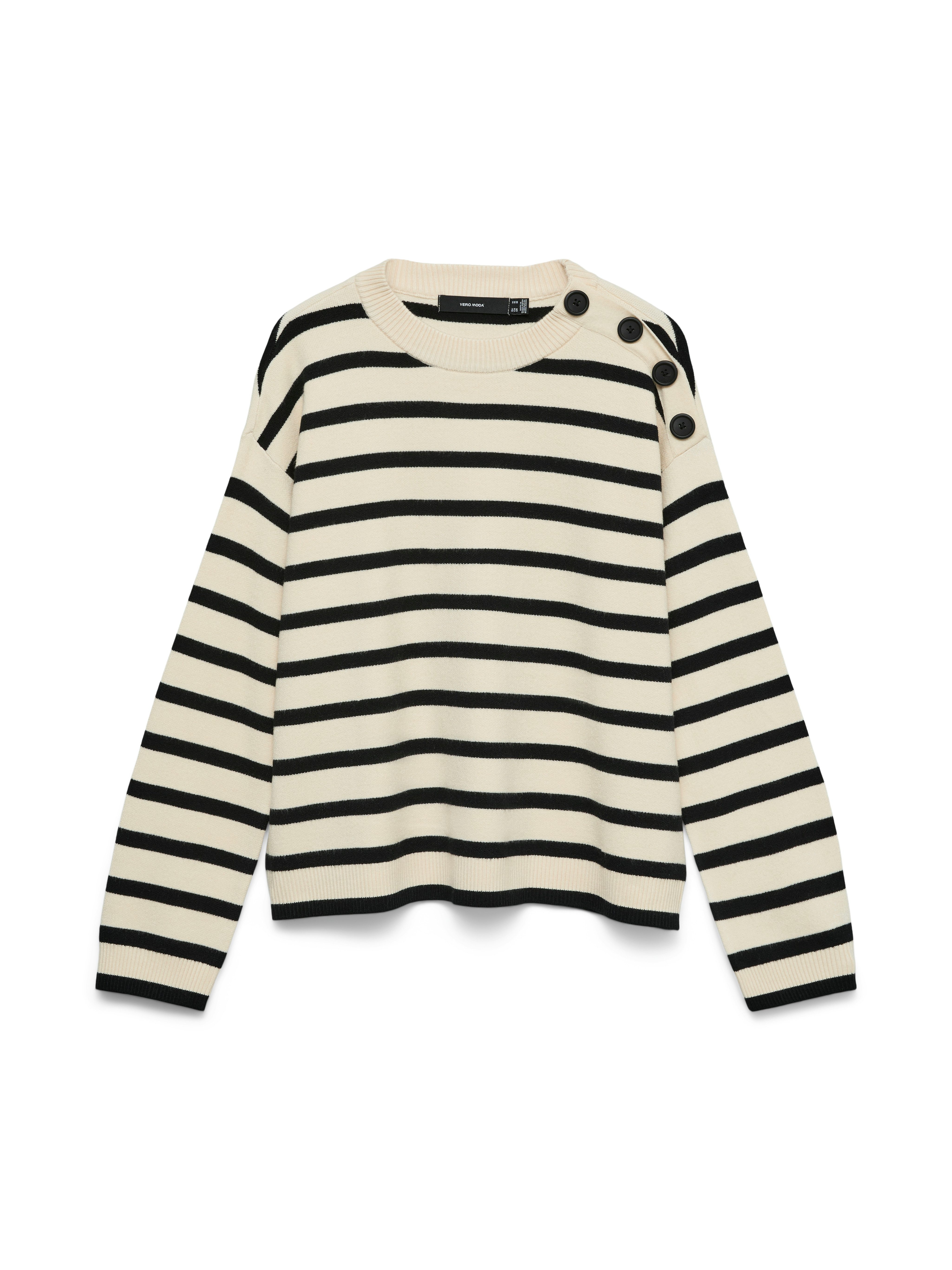 Vero Moda Trui met ronde hals VMSABA LS O-NECK BUTTON PULLOVER GA NOOS