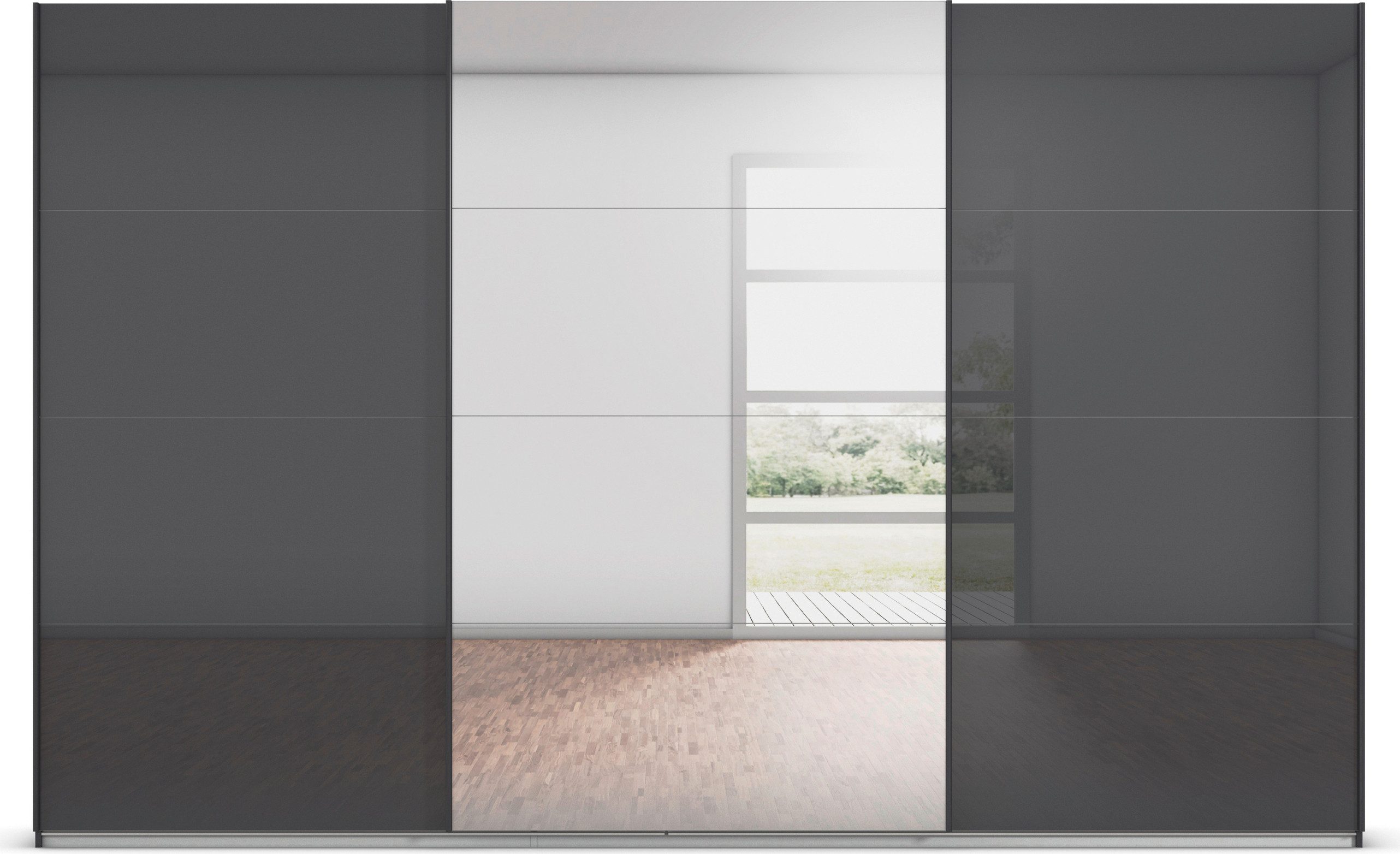 rauch Schuifdeurkast Kledingkasten kast garderobe AGORDO met glazen front doordachte binnenuitrusting, in 4 breedtes en 2 hoogtes made in germany
