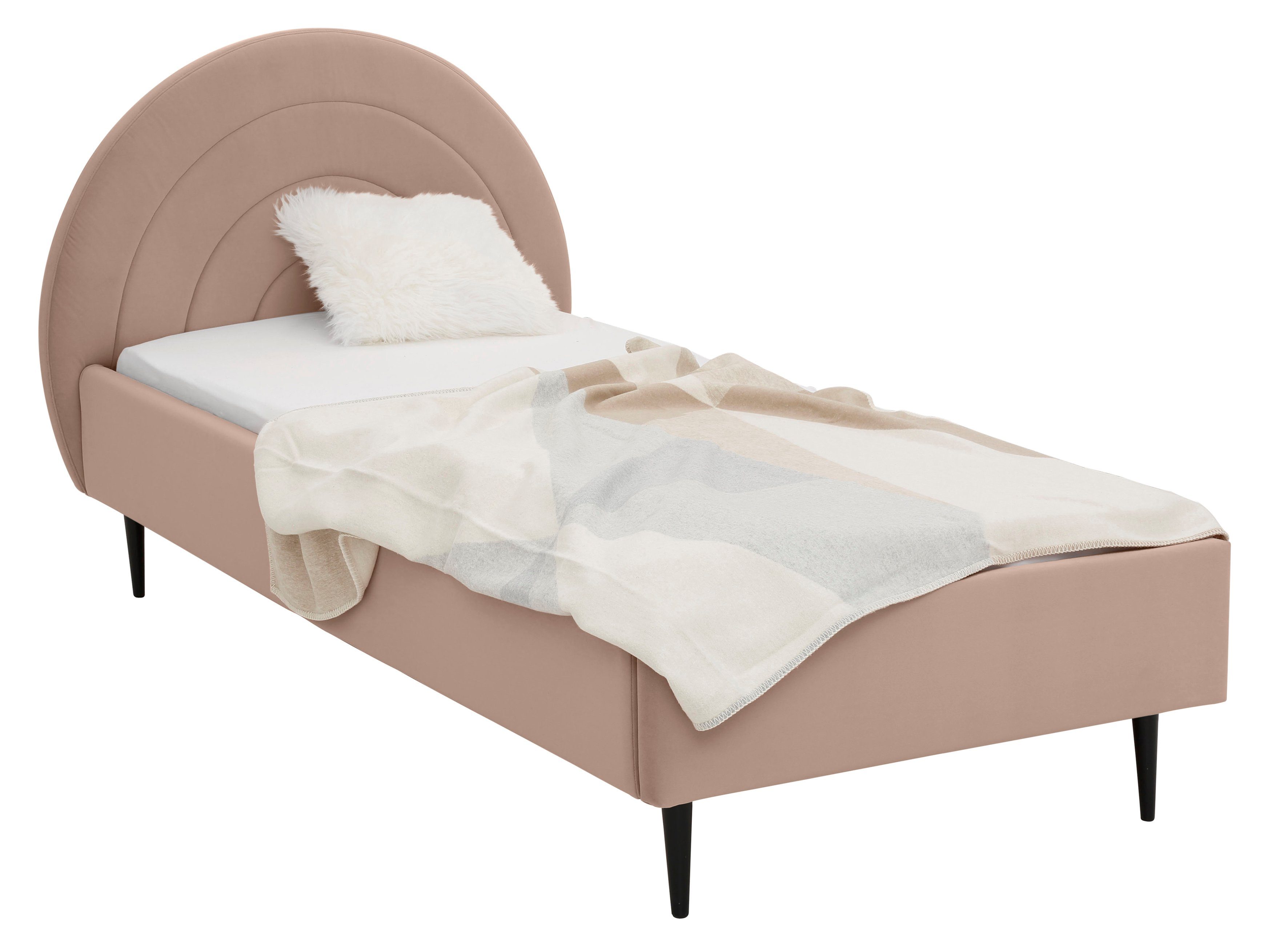 Lüttenhütt Gestoffeerd bed Femmy prettig bekleed hoofdbord met decoratief regenboogmotief
