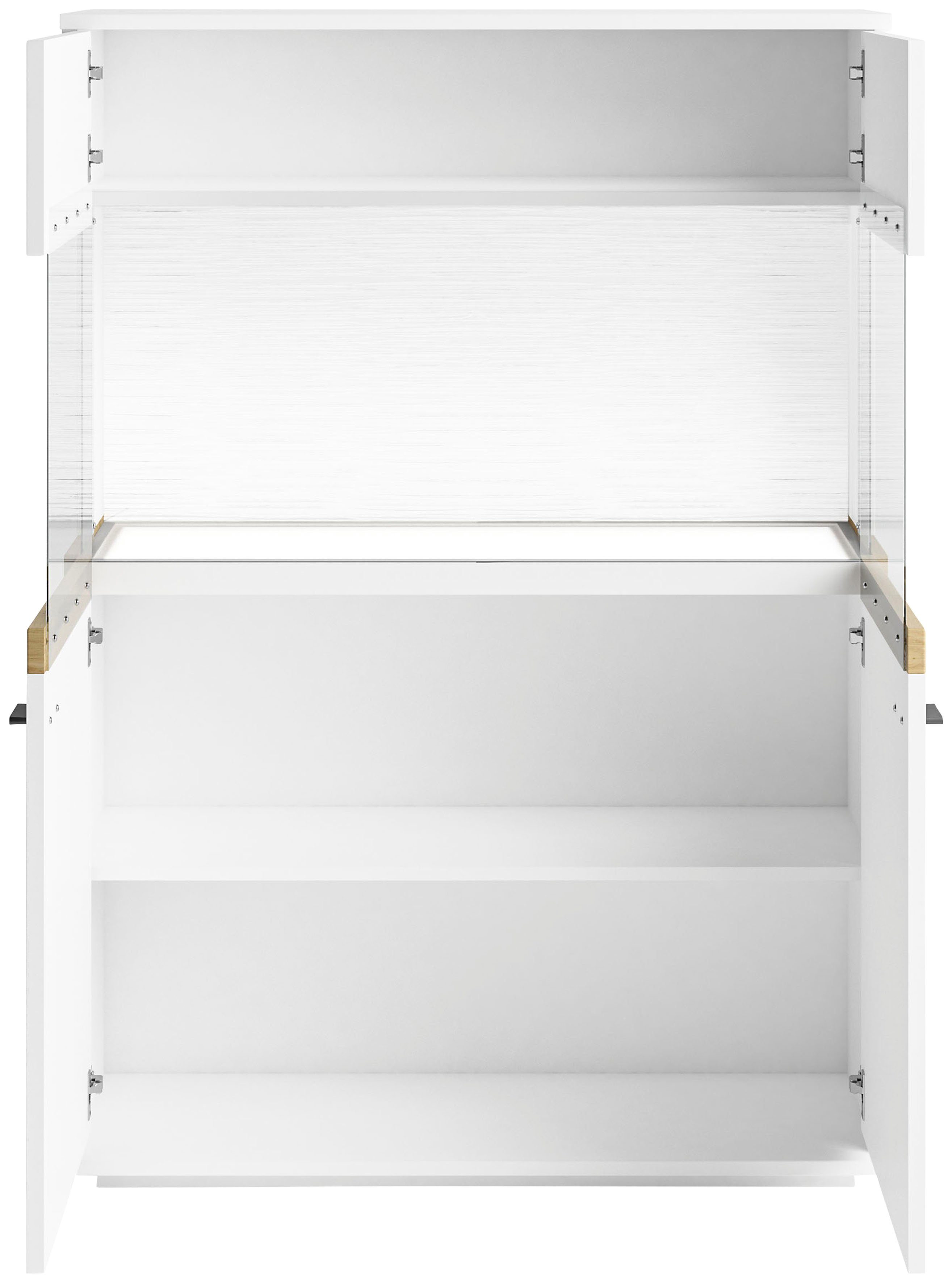 set one by Musterring Vitrinekast Lancaster Kleuren wit of grijs met eikenafwerking, met LED-verlichting