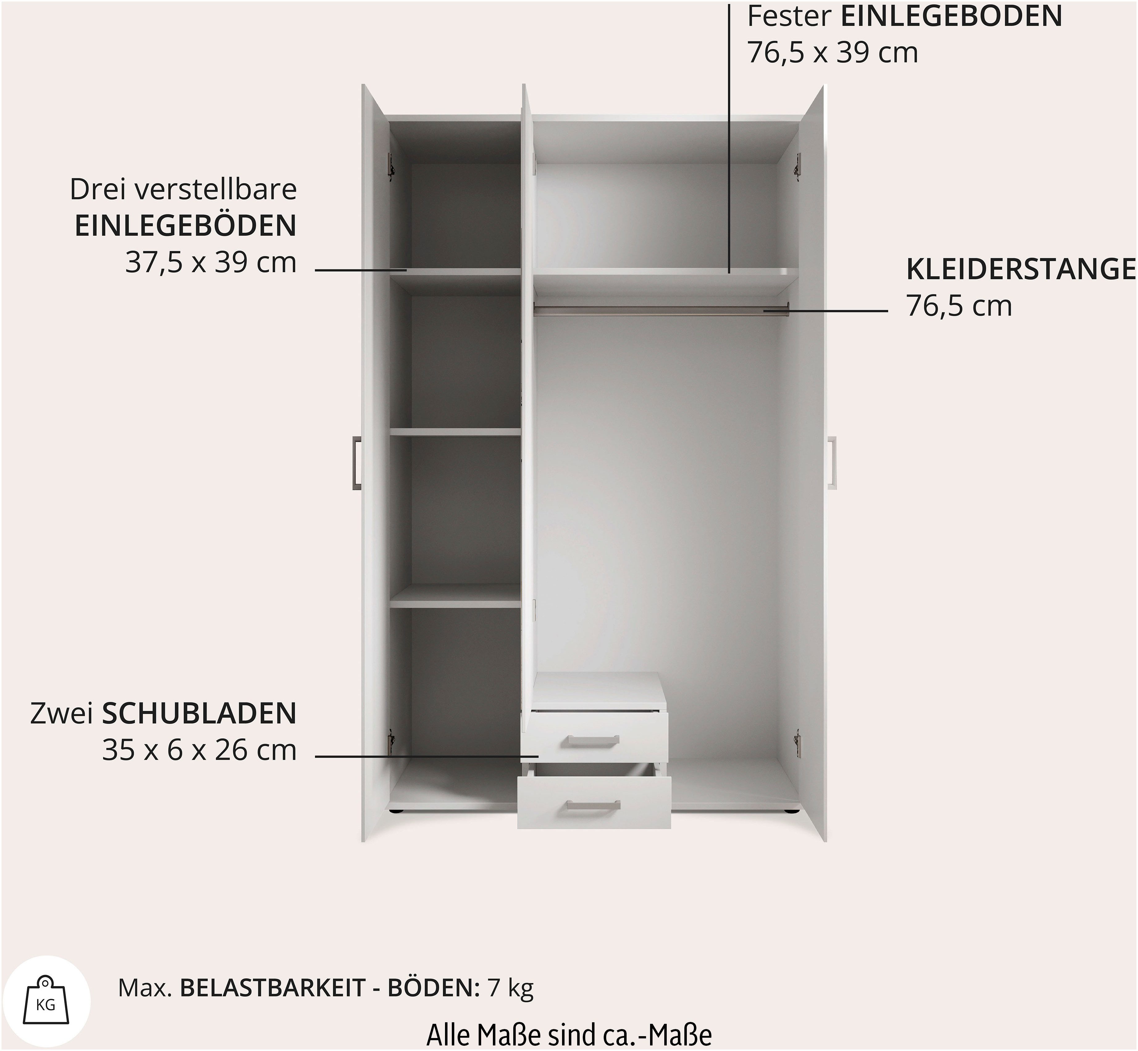 Schlafkontor Kledingkast Karl draaideurkast slaapkamerkast met spiegel garderobe