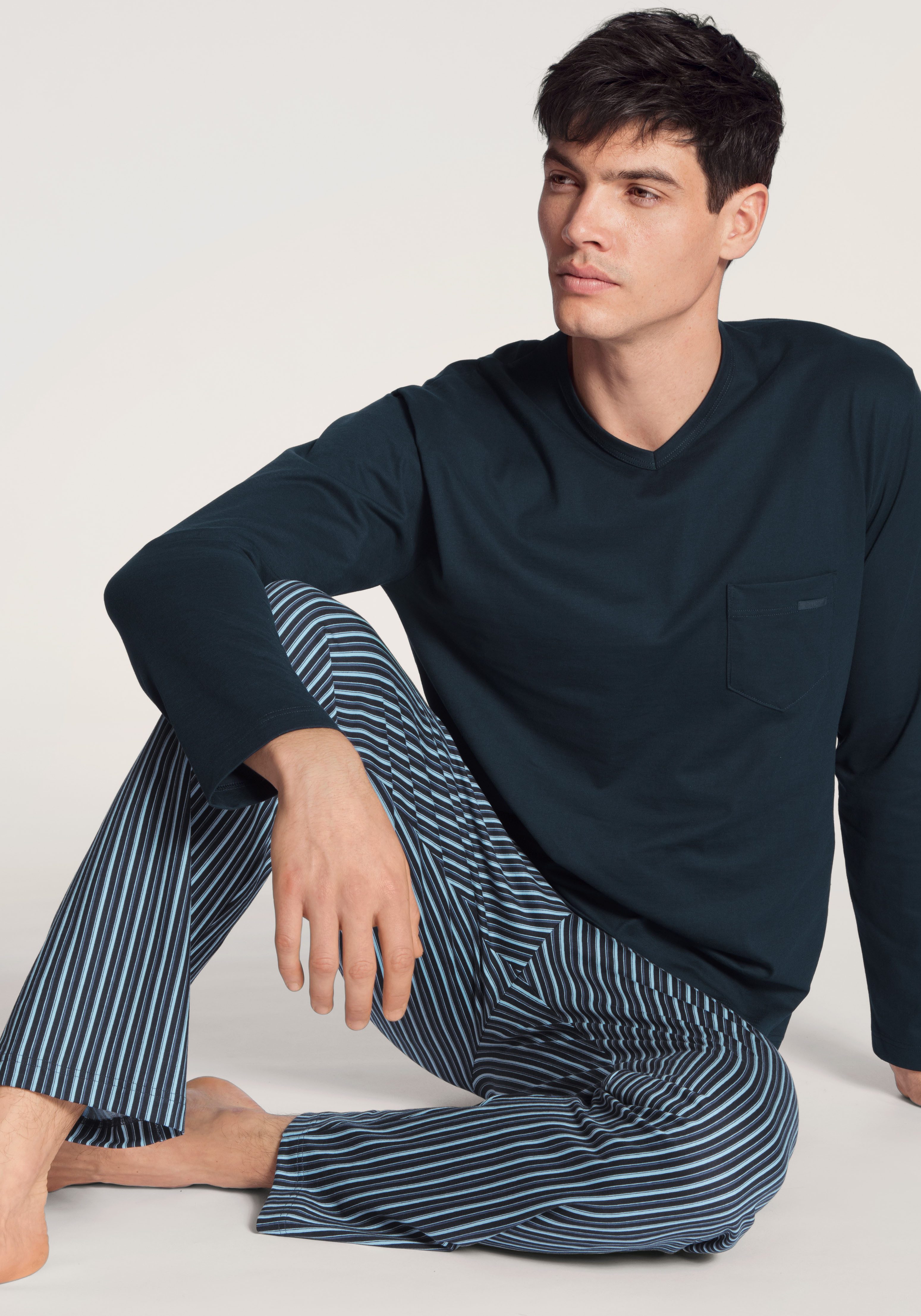 CALIDA Pyjama Relax Imprint met opgestikte borstzak (set, 2-delig)
