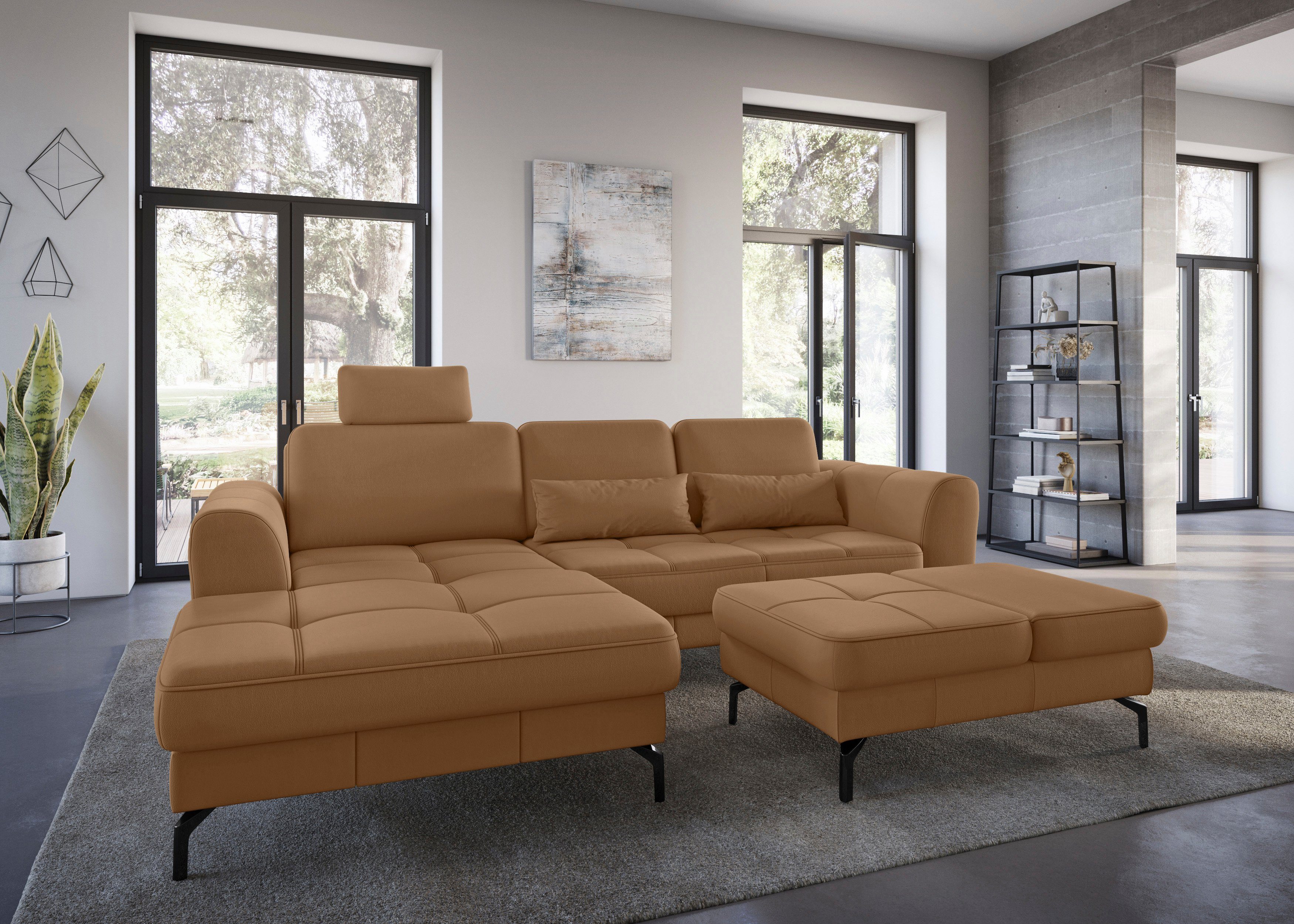 sit&more Hoekbank Bendigo L-vorm inclusief zitdiepteverstelling, bodemvrijheid 15 cm, 2 pootkleuren