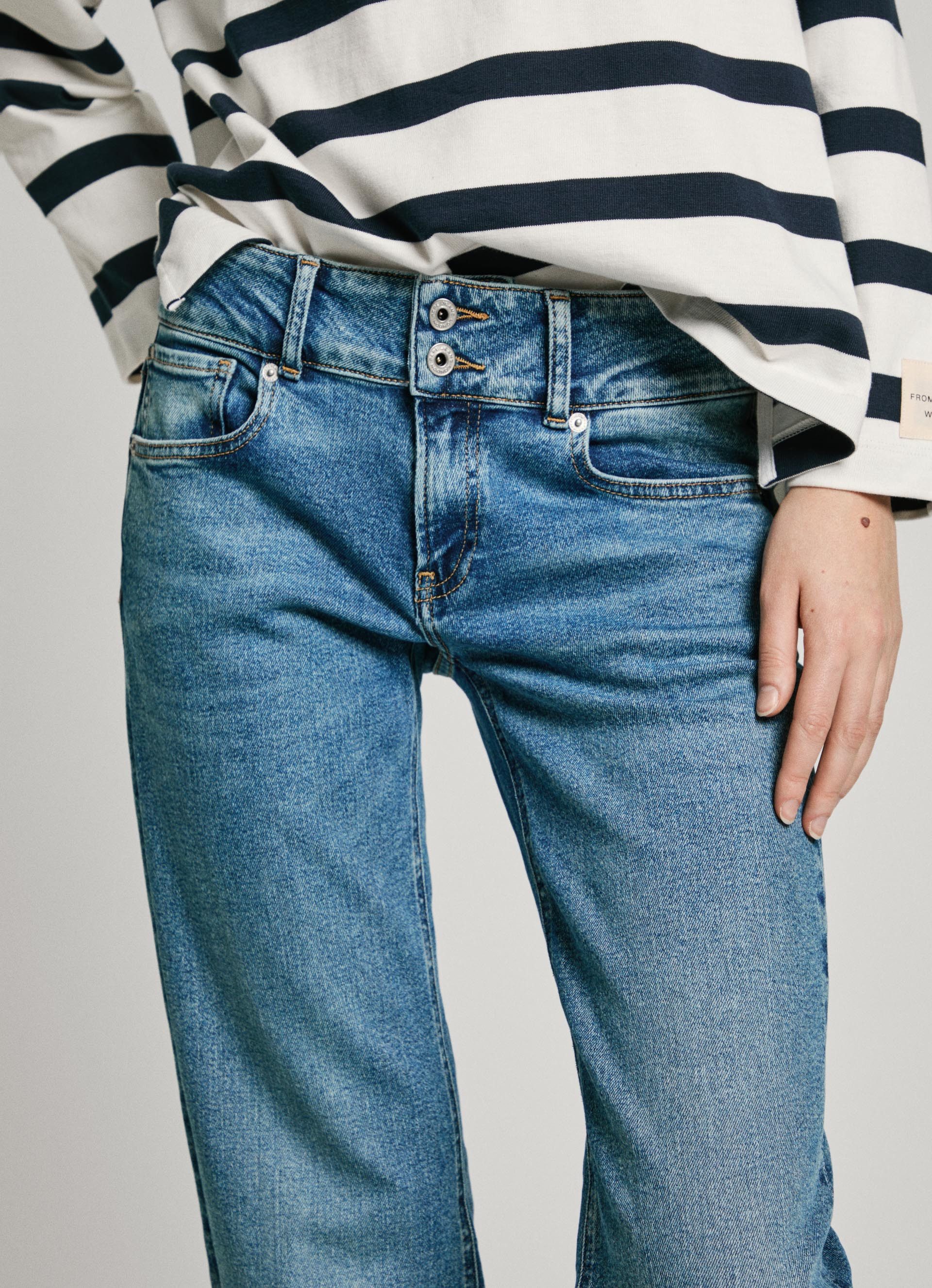 Pepe Jeans Straight jeans LW met dubbele knoopsluiting