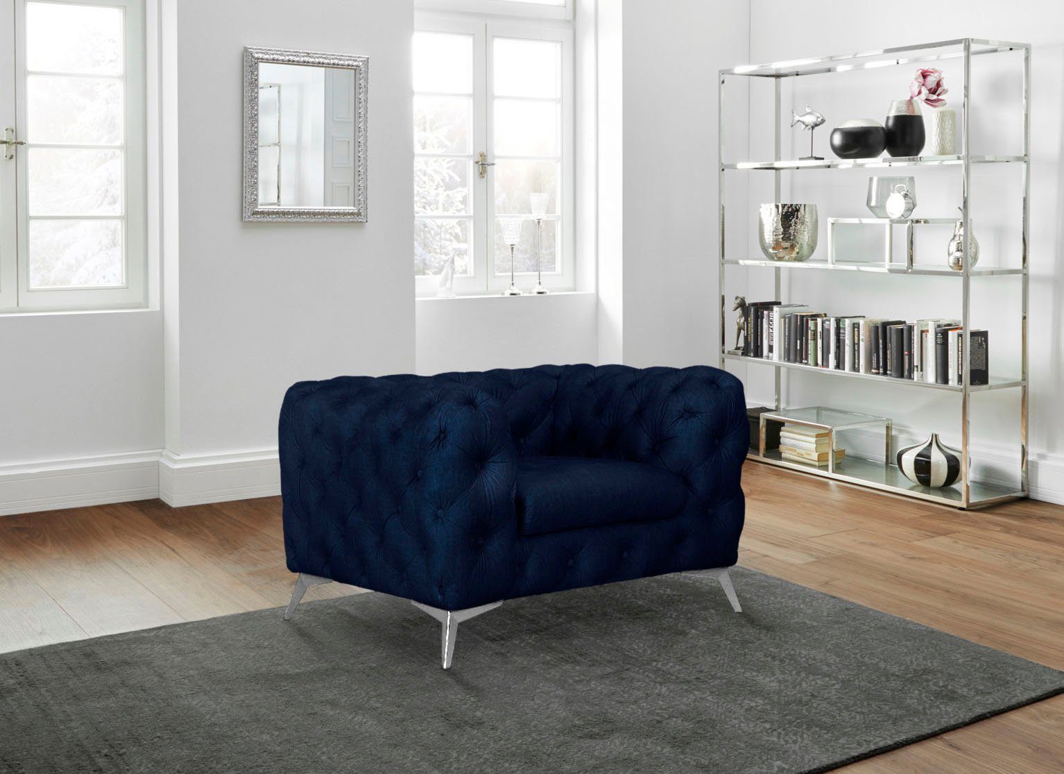 Leonique Chesterfield-fauteuil Glynis Fauteuil luxueuze capitonnage, moderne chesterfield look, kleur van de poten ter keuze