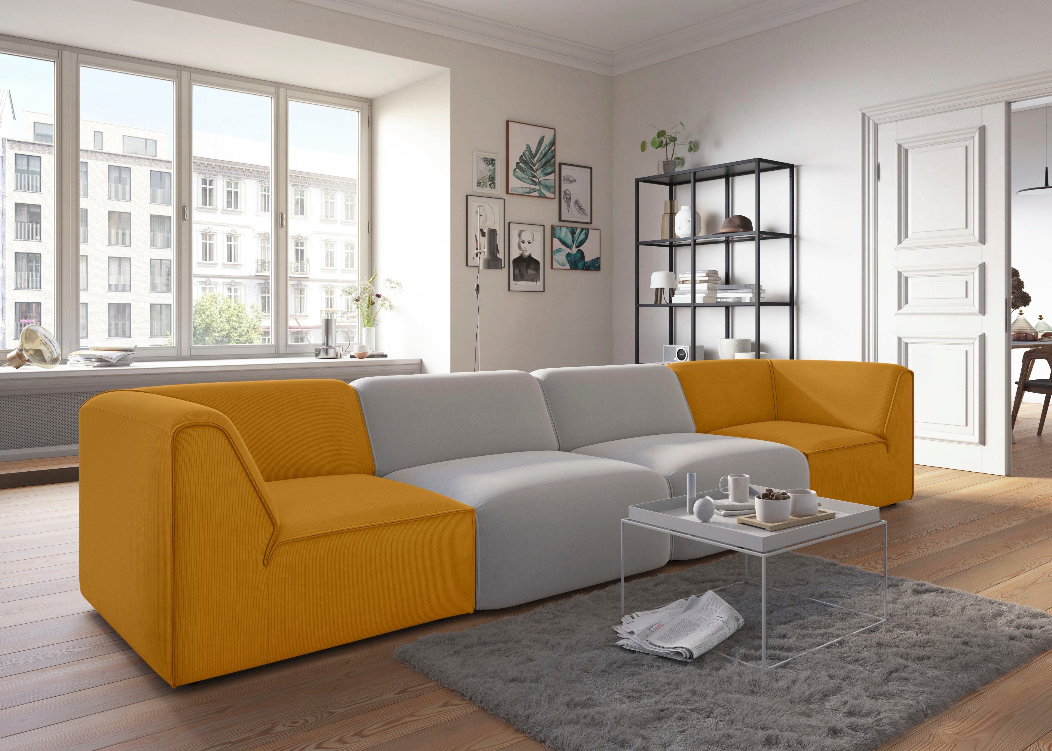 RAUM.ID Bank-hoekelement Merid, sofa-element, afmetingen B/D/H: 97/97/46 cm als module of apart te gebruiken, voor individuele samenstelling