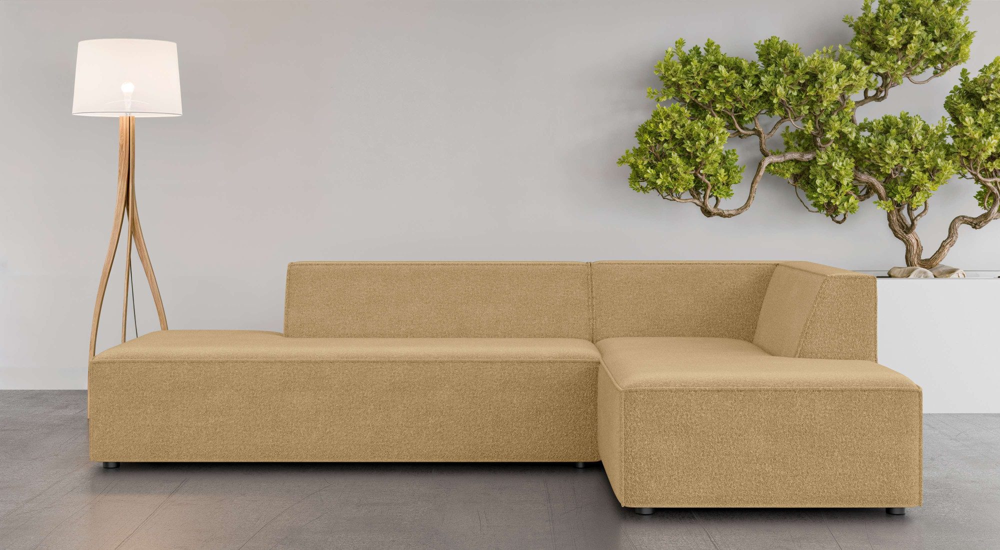 INOSIGN Hoekbank Cavan met ottomane links of rechts bestelbaar L-vorm met golfondersteuning, afmetingen B/D/H: 270/180/72 cm goud(kleur), hoekbanken,