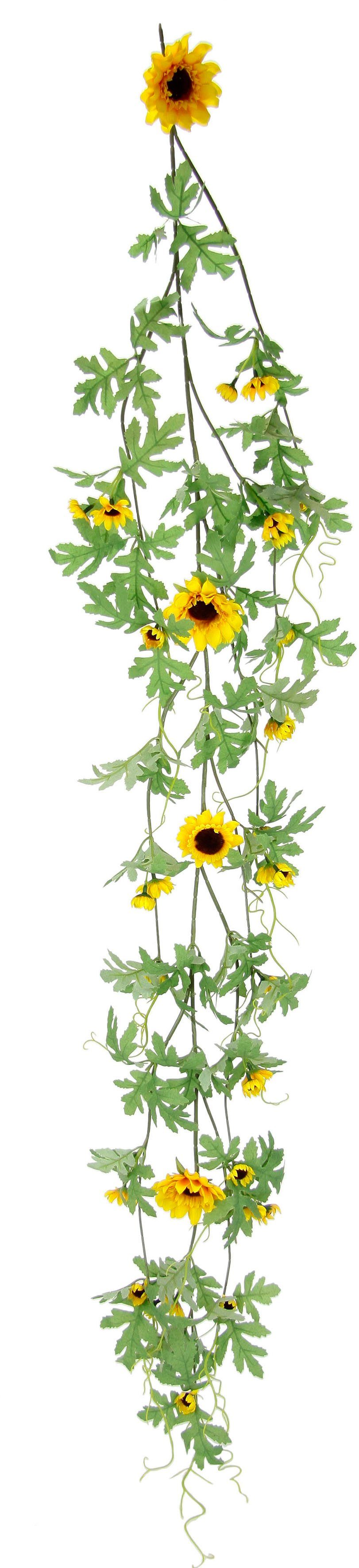 I.GE.A. Kunstbloem Zonnebloemrank Kunstmatige zonnebloemen guirlande, wijnstokken, bruiloft, landhuis, bloemenketting kunstbloemen geel