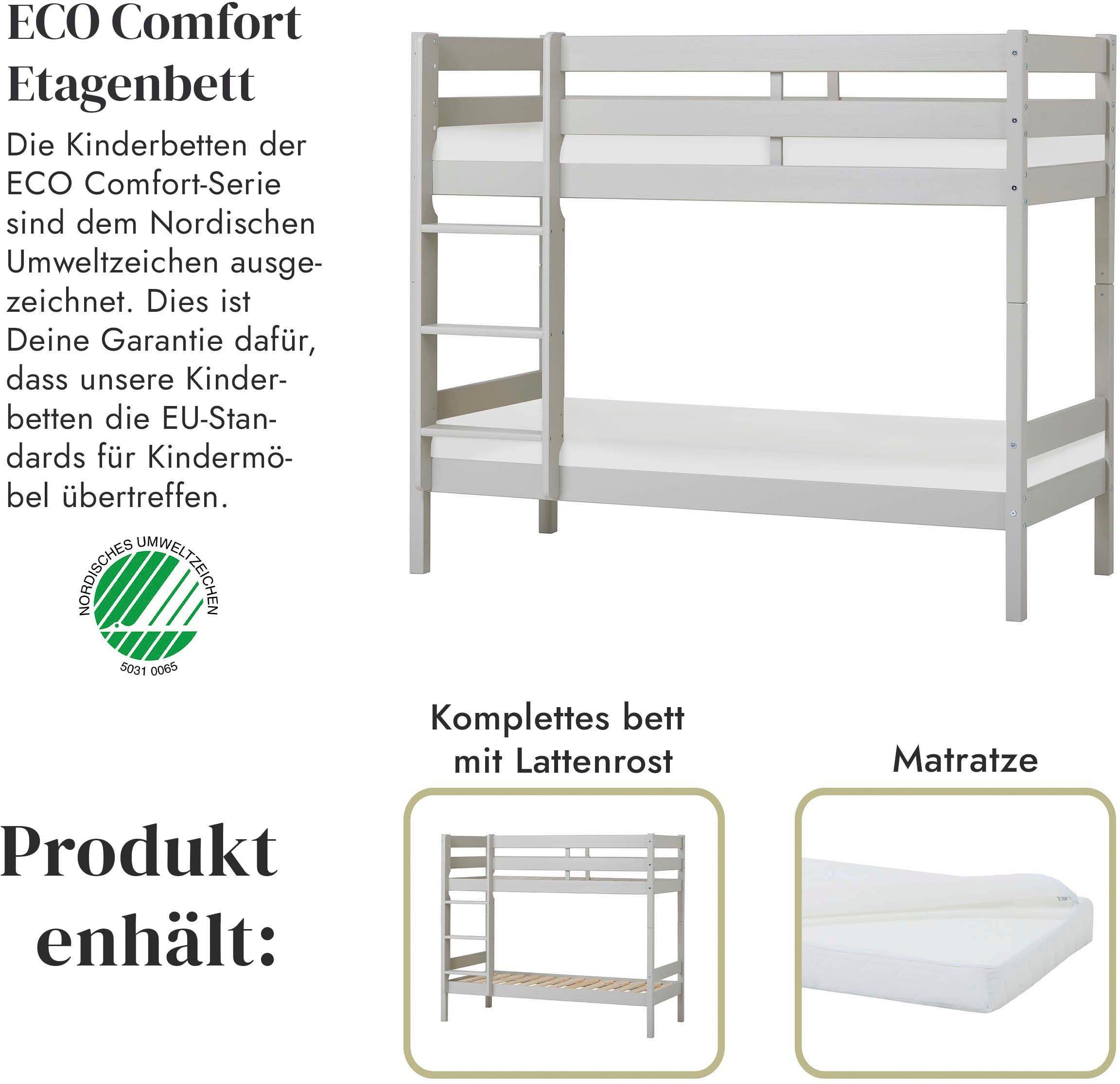 Hoppekids Stapelbed Eco comfort kinderbed 90x200 of 70x160 van massief hout in 4 kleuren