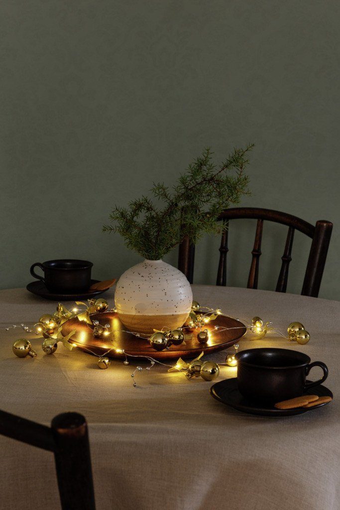 KONSTSMIDE Led-lichtsnoer Kerst versiering messingkleurig, 6u timer, 20 warmwitte diodes