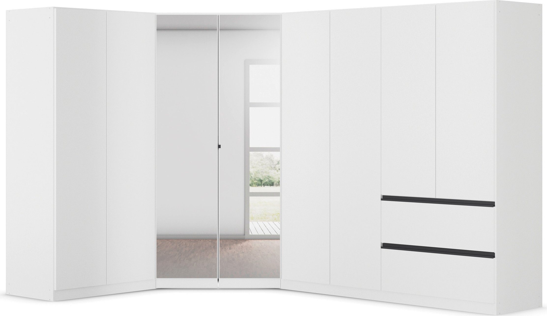 rauch Kastenset Kledingkast kast garderobe waskast COSTA met spiegel veel ruimte, greeploze front en push-to-open functie made in germany