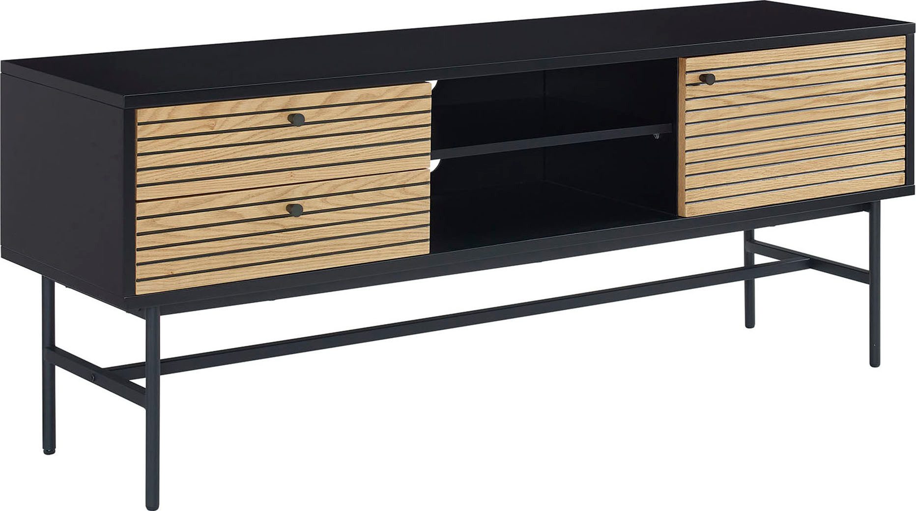 SalesFever Tv-meubel Commode met 2 kabeldoorvoeren lowboards zwart