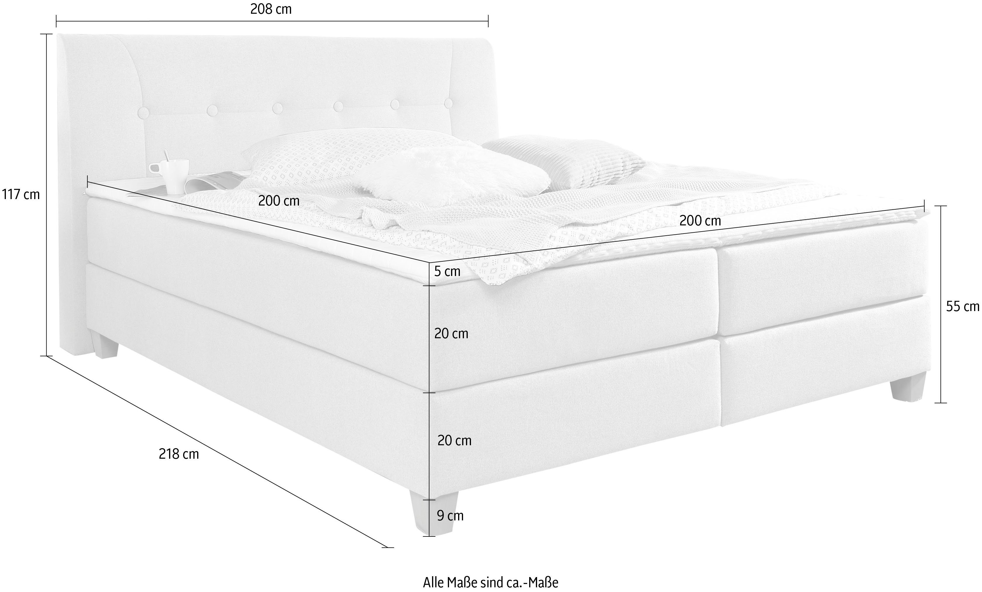 Home affaire Boxspring Calloway incl. topmatras, xxl-uitvoering, in 4 kleuren, 5 breedten, 3 matrassoorten