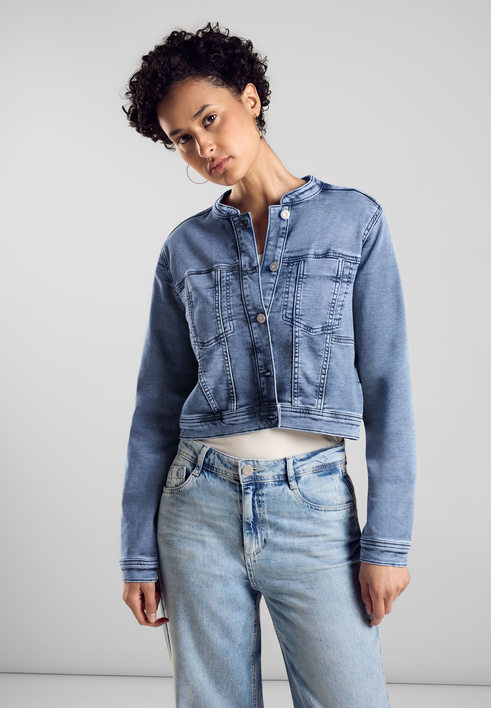STREET ONE Jeansblazer kort en met borstzakken