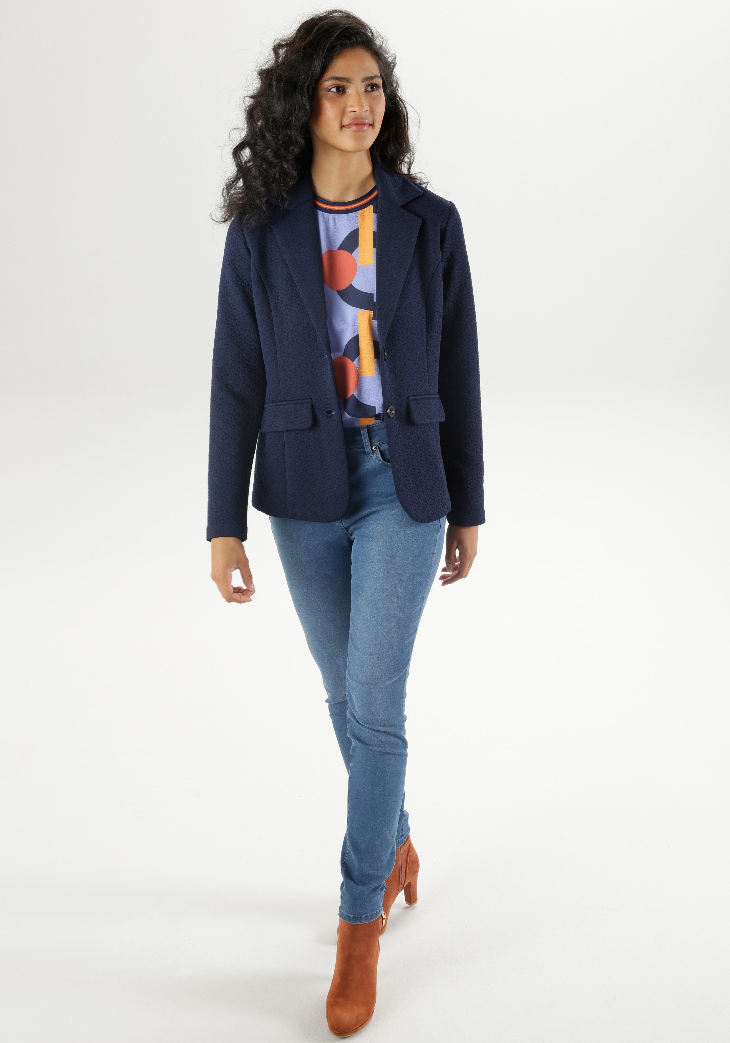 Aniston SELECTED Jerseyblazer met structuurmotief
