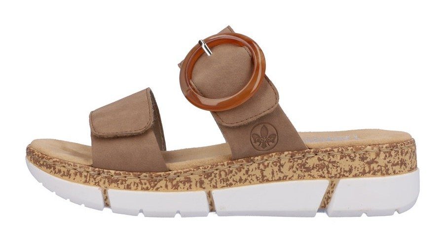 Rieker Slippers sleehak, zomerschoen, slippers met moderne siergesp