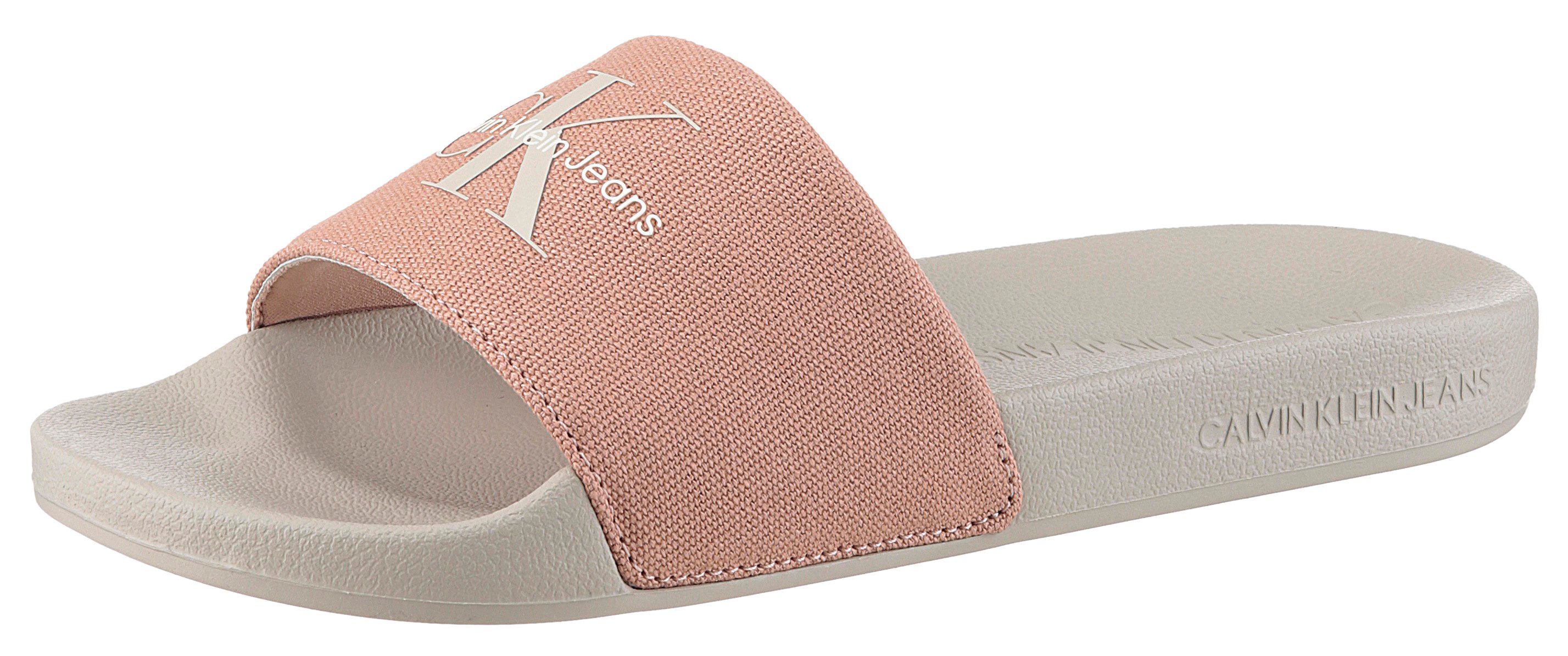 Calvin Klein Slippers SLIDE MONOGRAM WMNS poolslides slippers zomerpantolette strandschoen om in te stappen