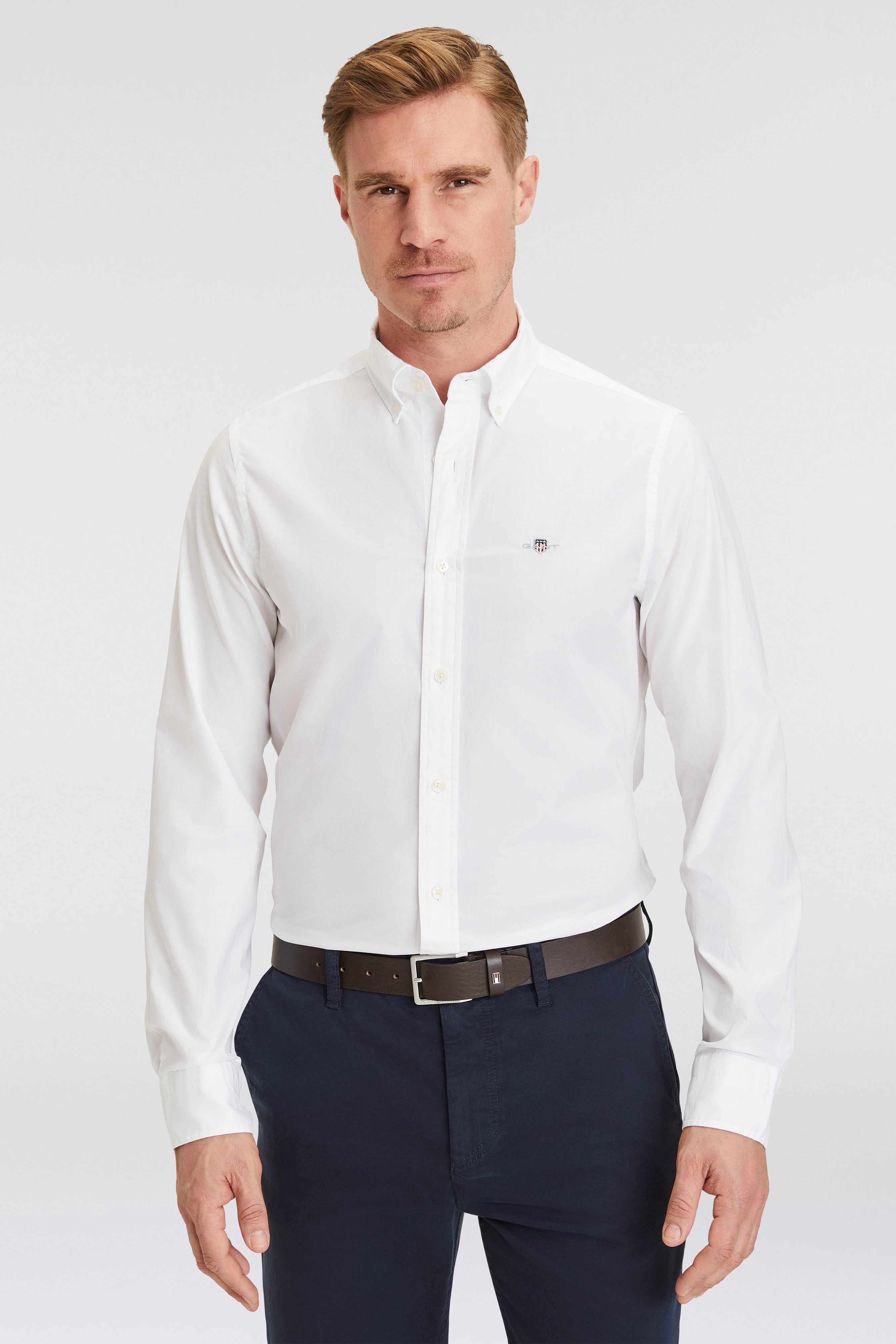 Gant Overhemd met lange mouwen Slim fit poplin overhemd licht slijtvast easy care