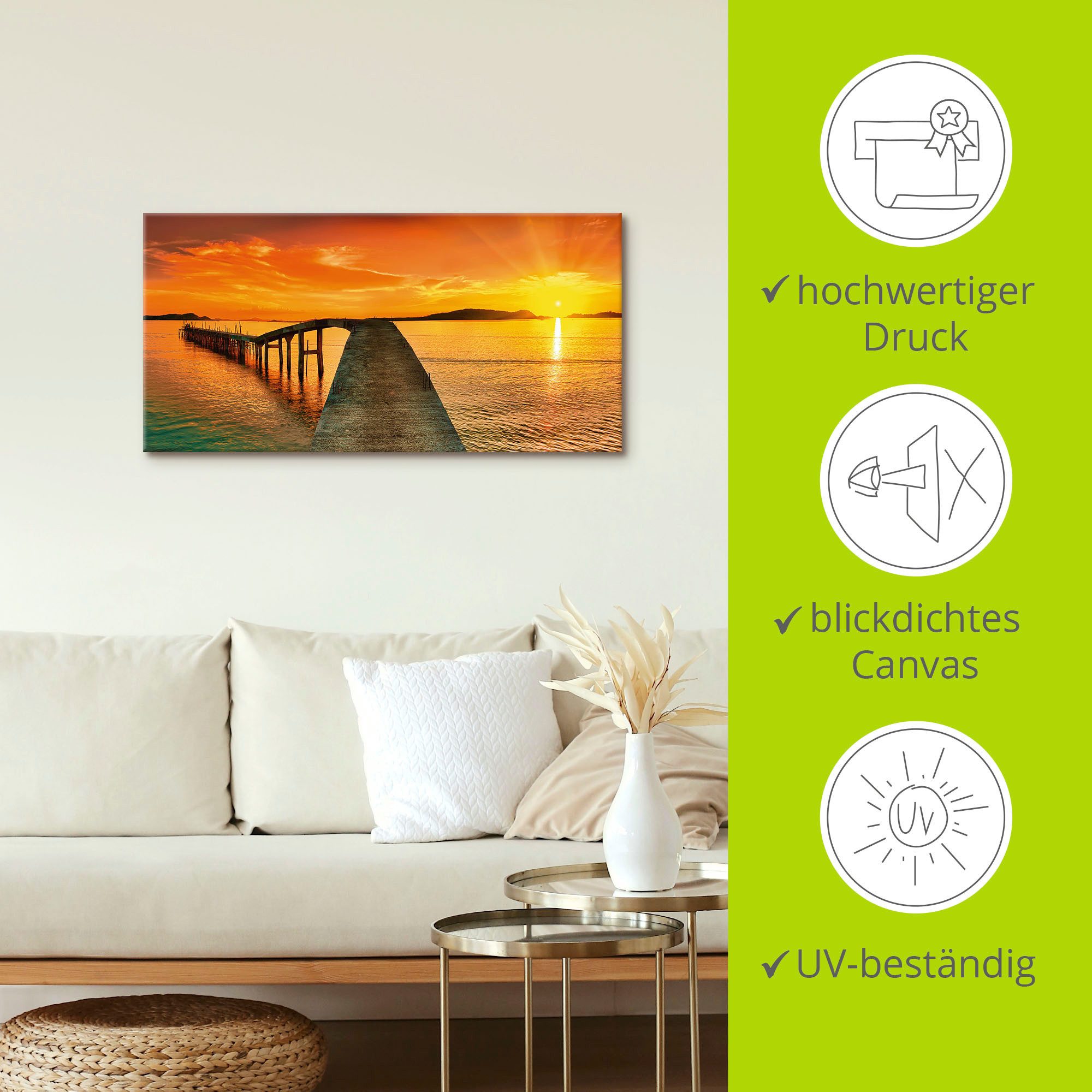 Artland Artprint Zonsopkomst boven de zee als artprint van aluminium, artprint voor buiten, artprint op linnen in verschillende maten