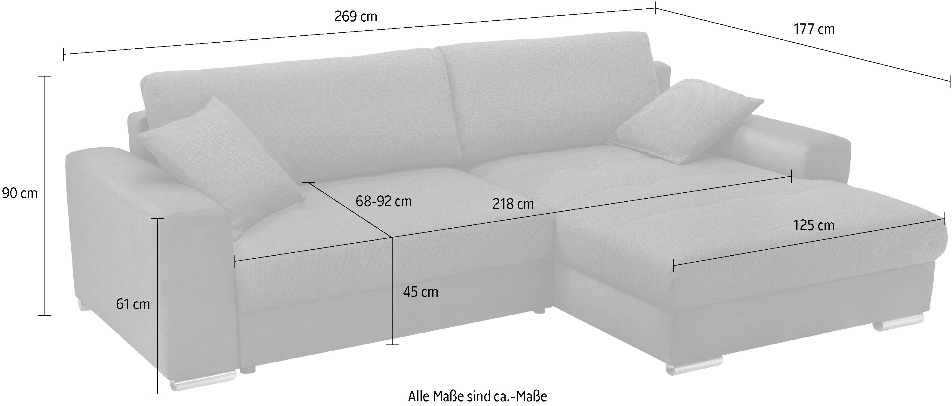 exxpo - sofa fashion Hoekbank Larnaca, incl. bedfunctie en opbergruimte, comfortabel en gezellig,