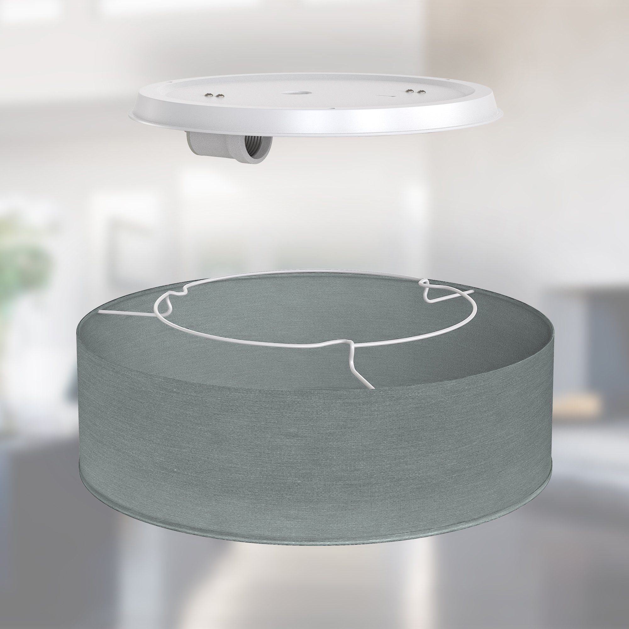 B.K.Licht Led-plafondlamp Plafondlamp, textielschaal, grijs, E27, slaapkamer, woonkamer