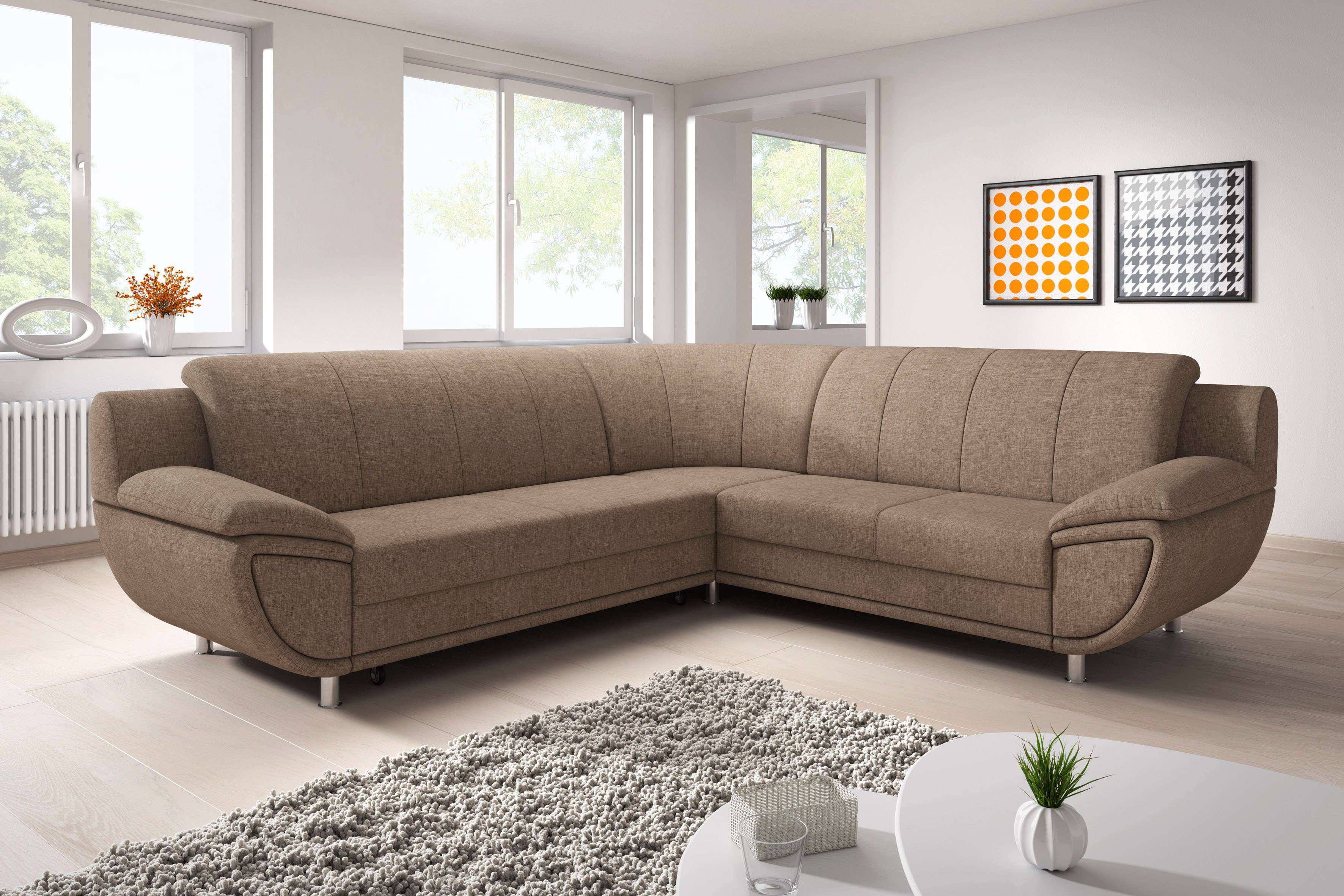 TRENDMANUFAKTUR Hoekbank Rondo II, tijdloos & elegant, comfortabele armleuningen, L-vorm