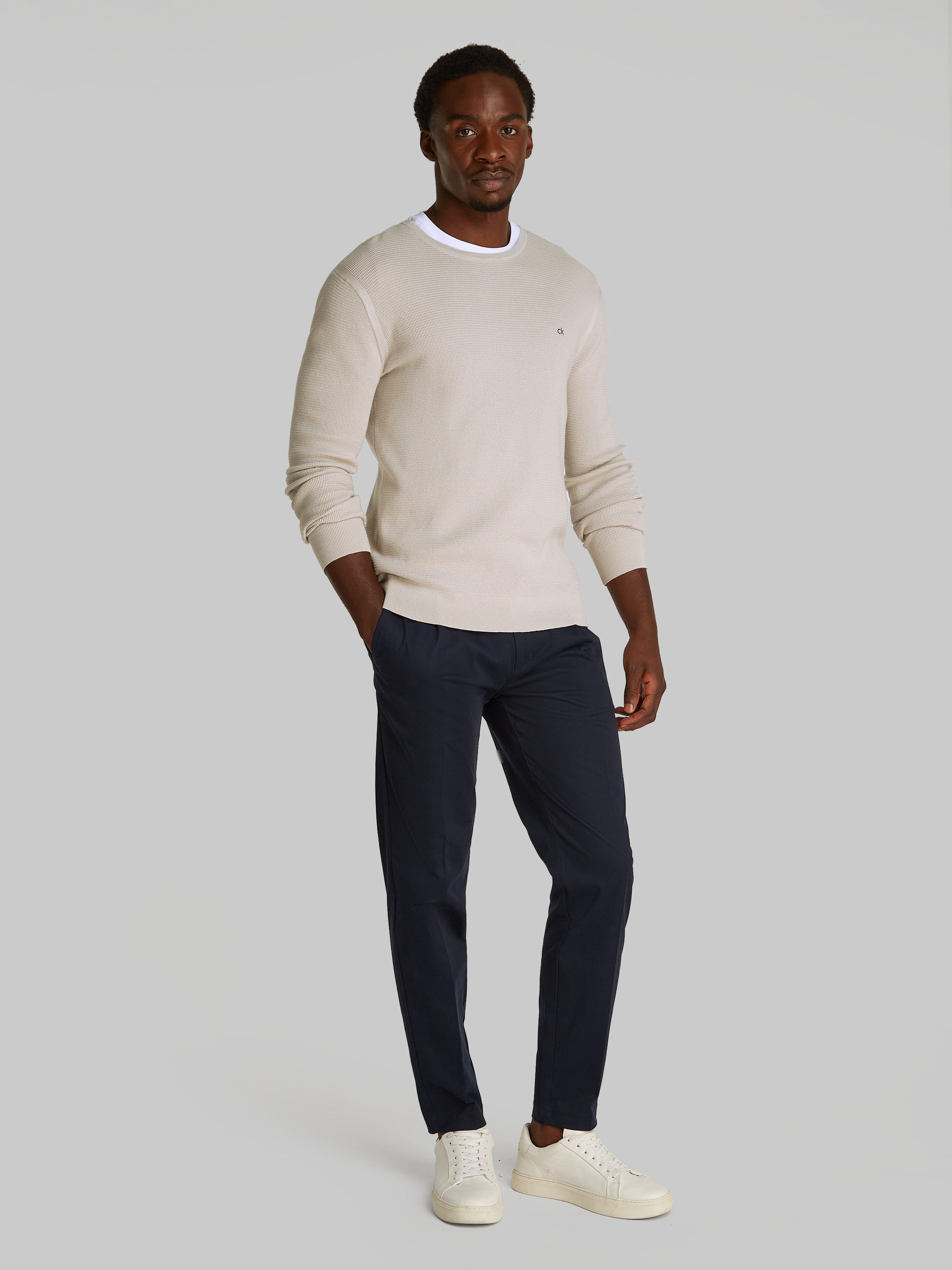 Calvin Klein Trui met ronde hals MICRO WAFFLE TEXTURE CN SWEATER