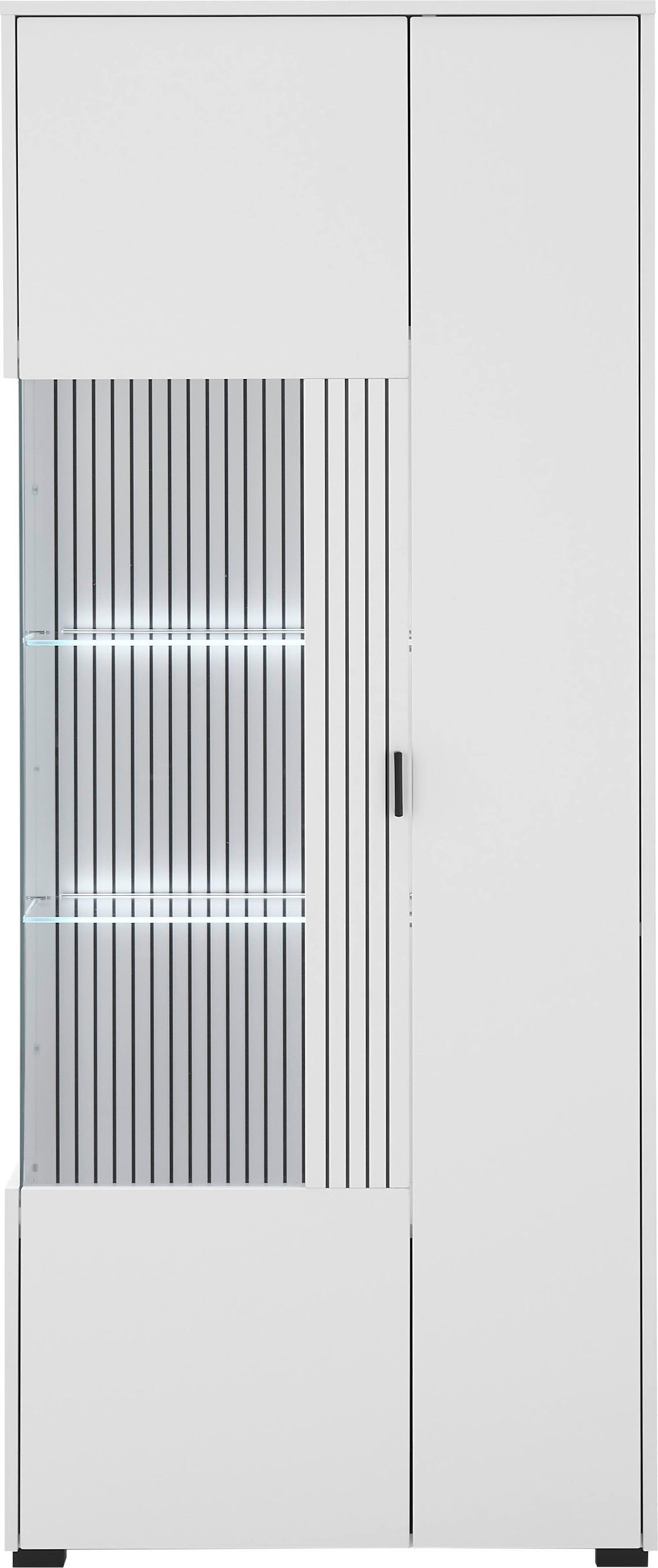 INOSIGN Vitrinekast Hudson, opberghangkast in moderne trendkleur, handgrepen van metaal (zwart), hoogte 180 cm