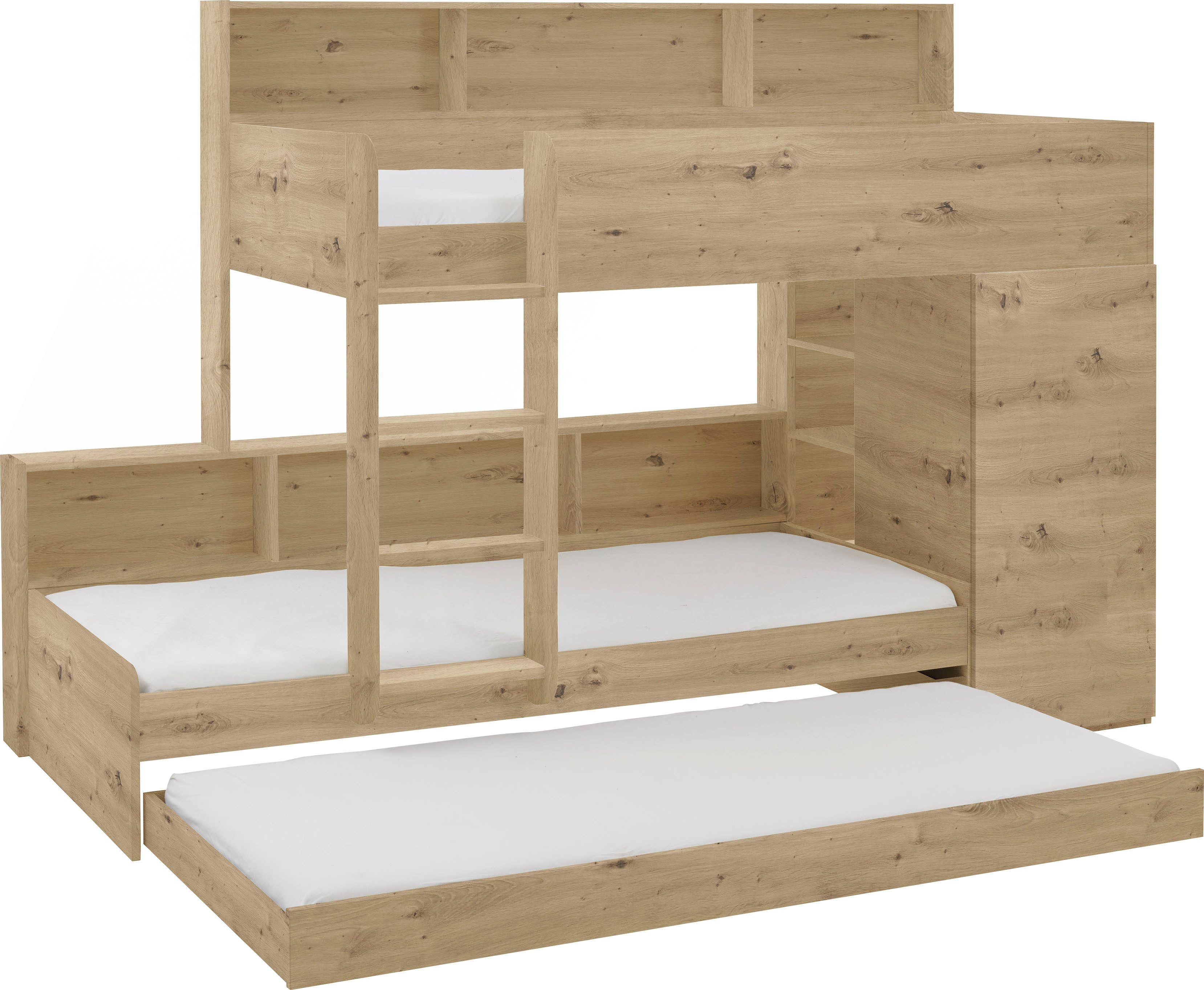 Relita Stapelbed Sina met 2 slaapplaatsen, kledingkast en planken