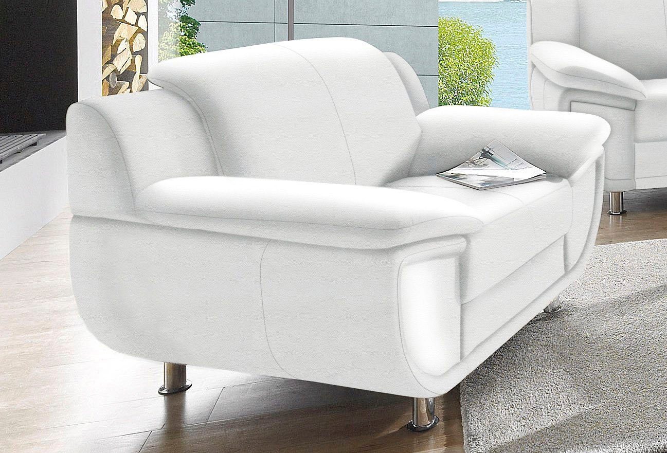 TRENDMANUFAKTUR Fauteuil Rondo, breedte 121 cm, brede armleuningen, chromen poten fauteuils wit