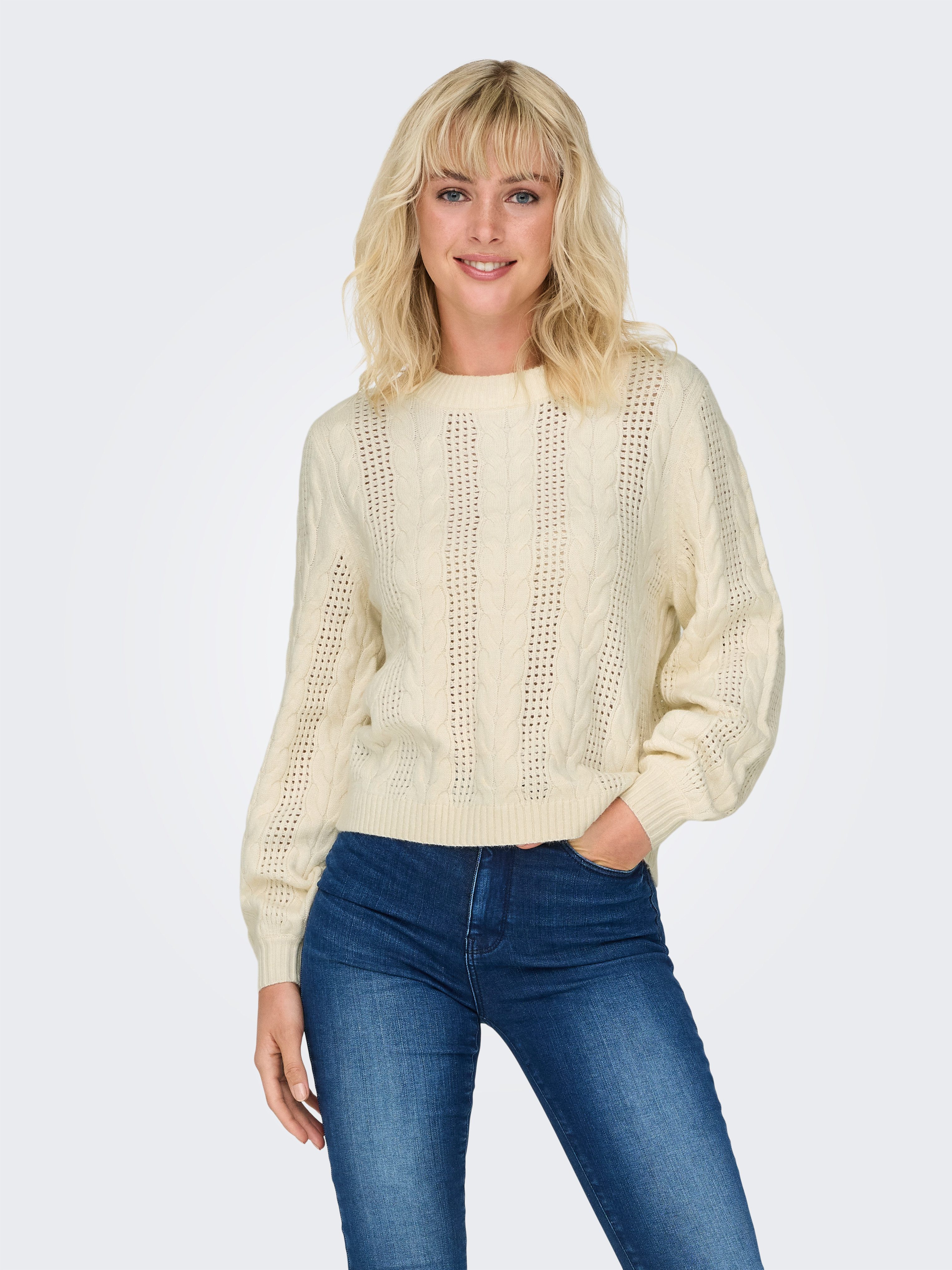 Only Trui met ronde hals ONLRUBINA LS CABLE O-NECK KNT NOOS