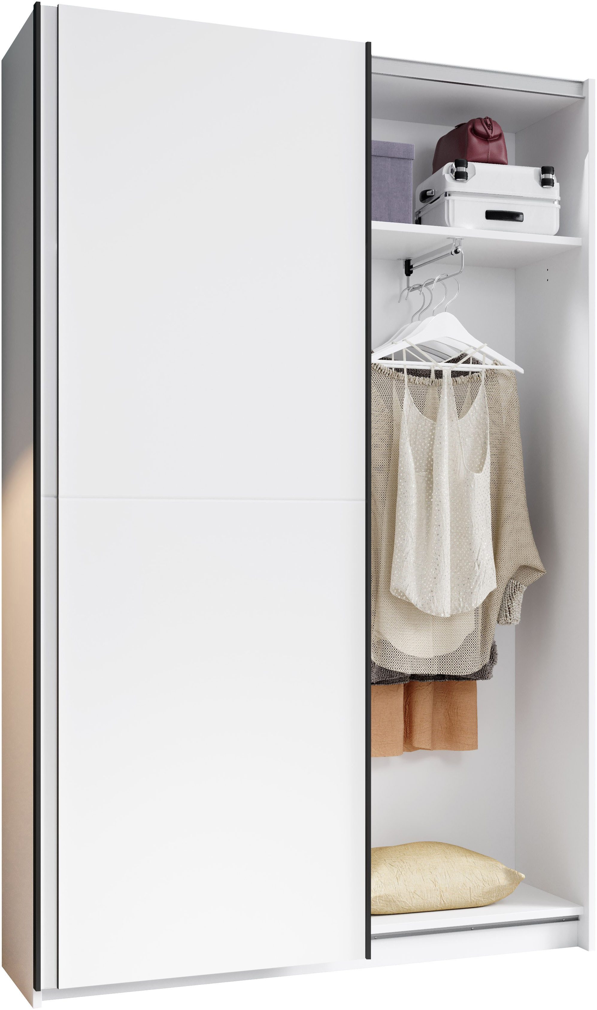Schlafkontor Schuifdeurkast Heimo/Fast kast kledingkast garderobe OTTO´s CHOICE weinig diepte, uitschuifbare kledingstang, garderobekast, 6 planken